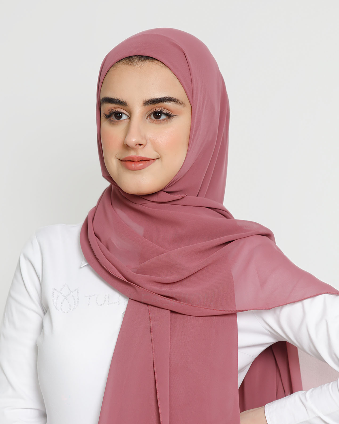 Hijab - Instant Chiffon Med Cap - Djup Mauve