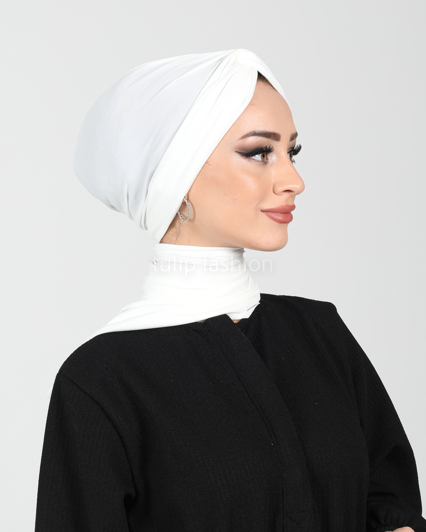 Turban med sjal - Sundus - Vit