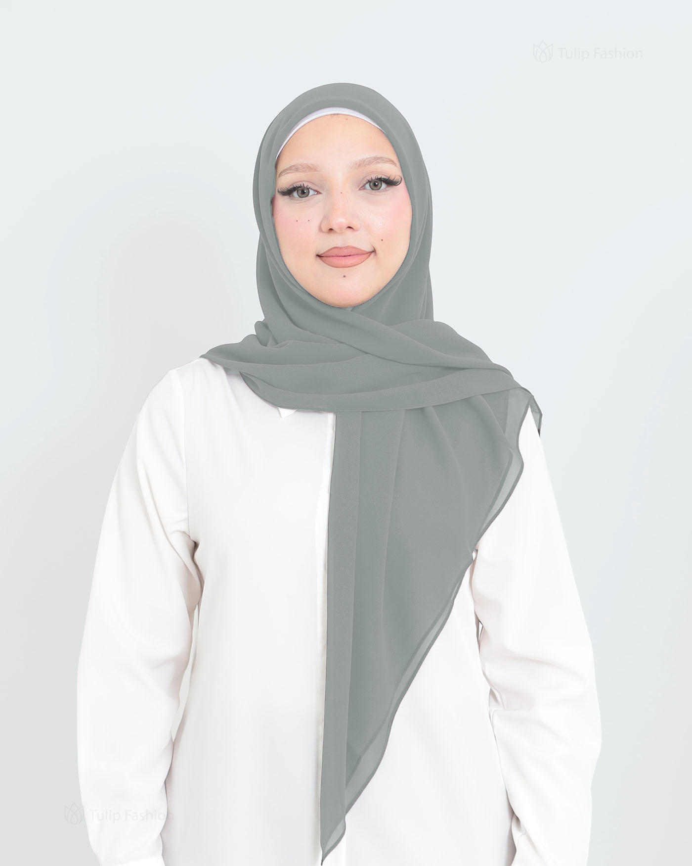 Hijab - Square Chiffon 120 cm - Ljusgrå
