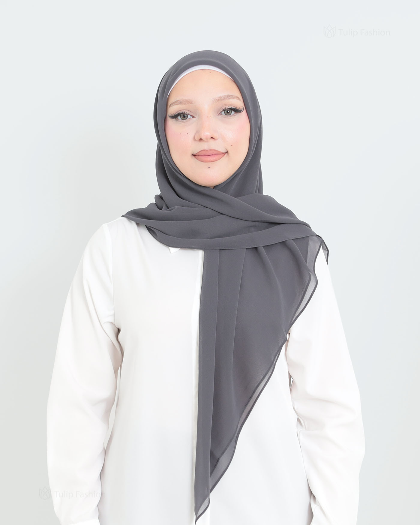 Hijab - Square Chiffon 120 cm - Mörkgrå
