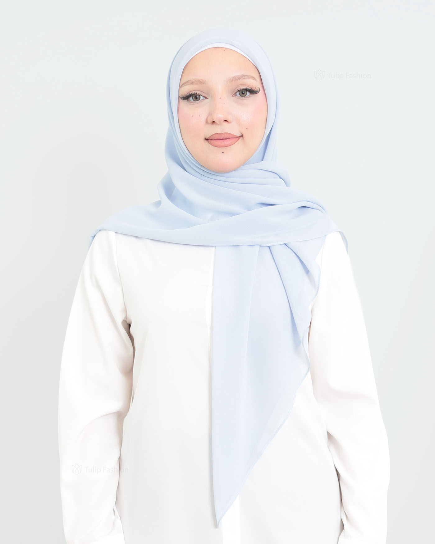Hijab - Square Chiffon 120 cm - Himmelsblå