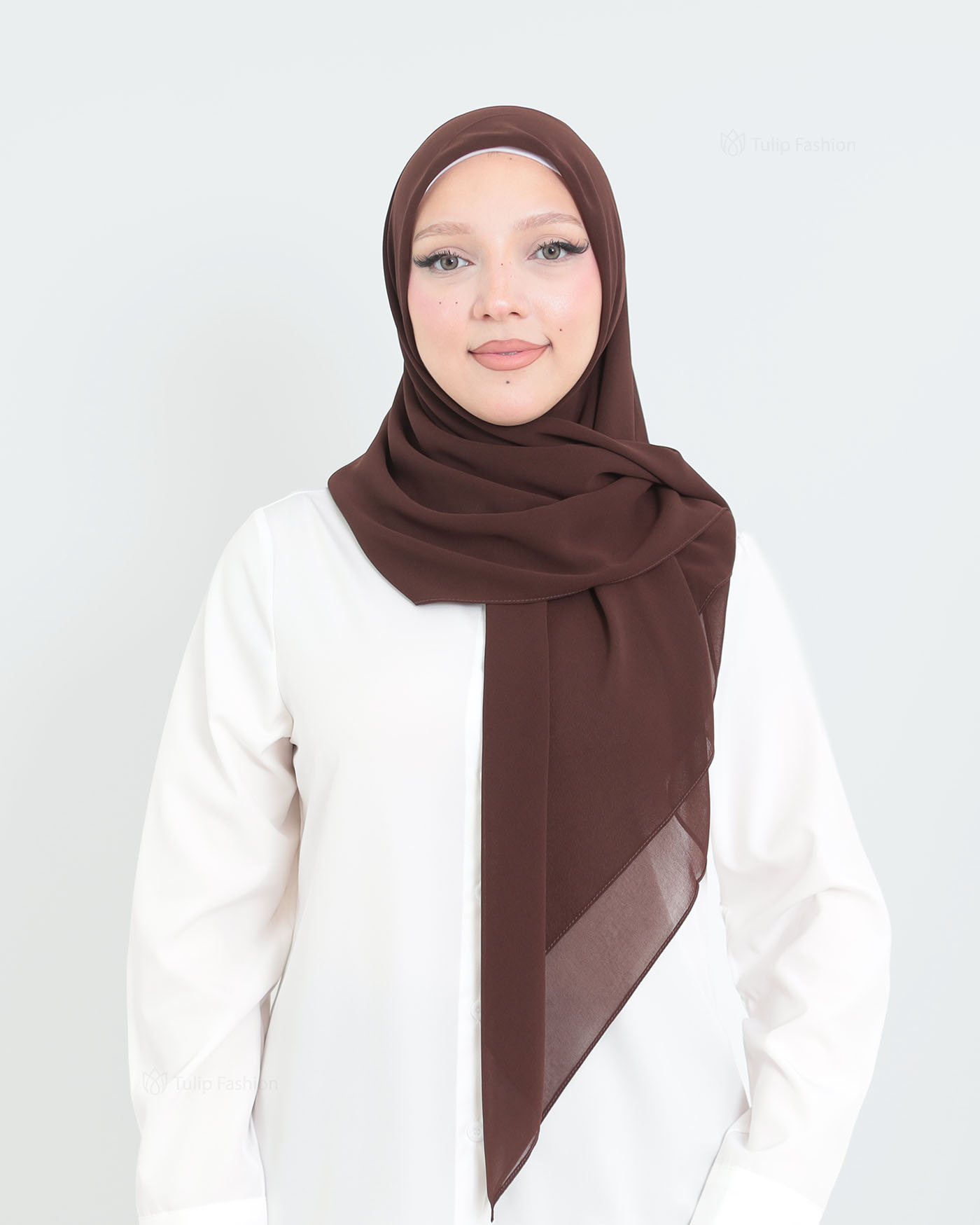 Hijab - Square Chiffon 120 cm - Mörkbrun