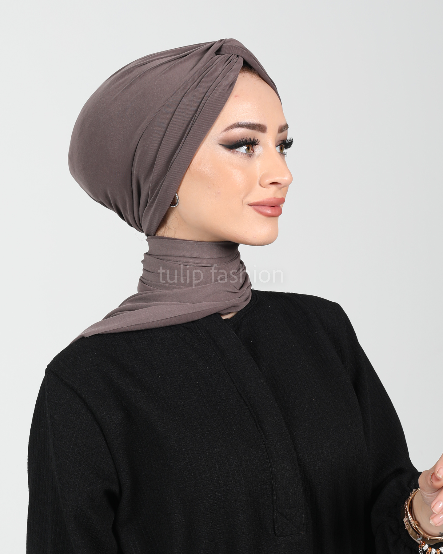 Turban med sjal - Sundus - Brun