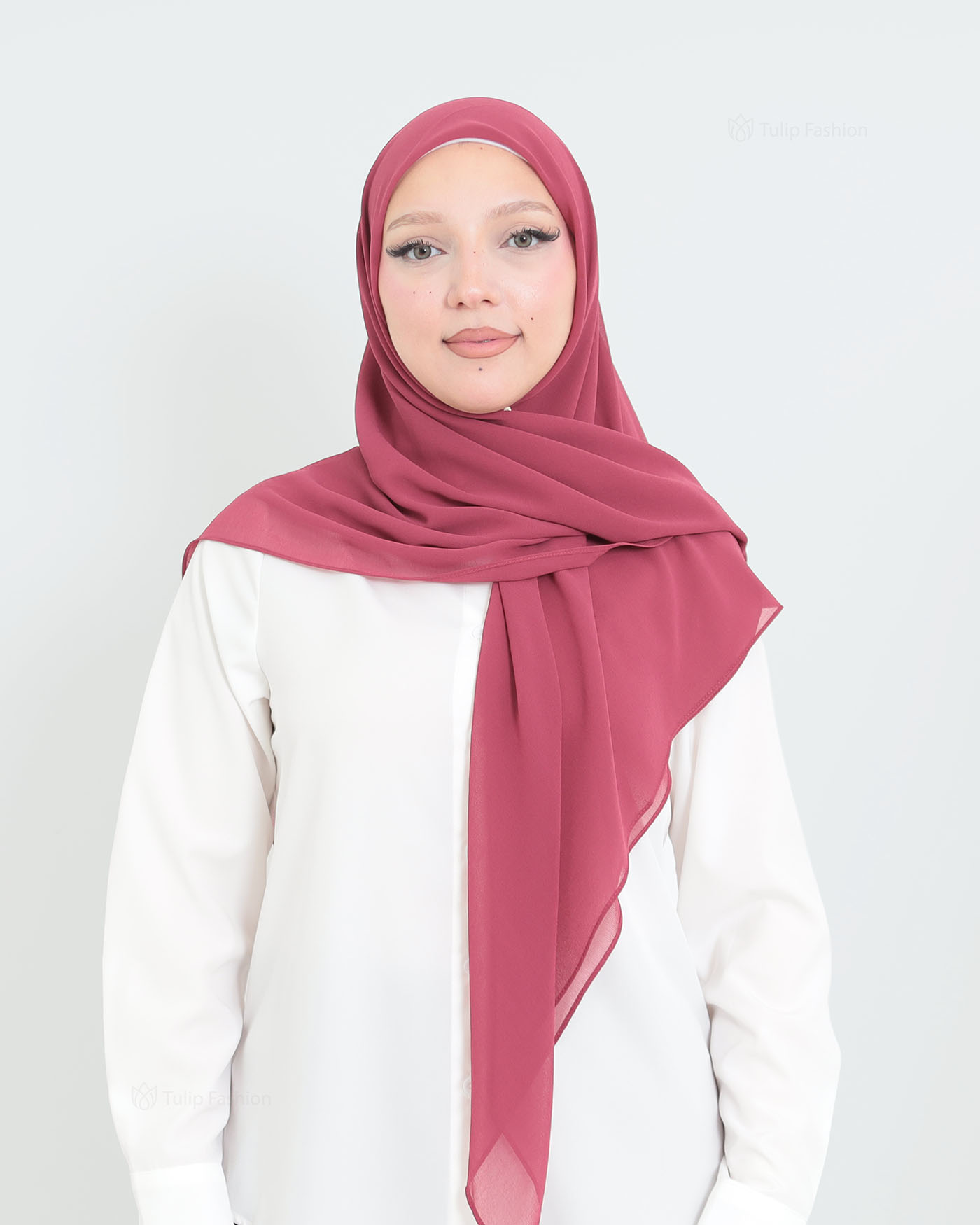 Hijab - Square Chiffon 120 cm - Mörkrosa