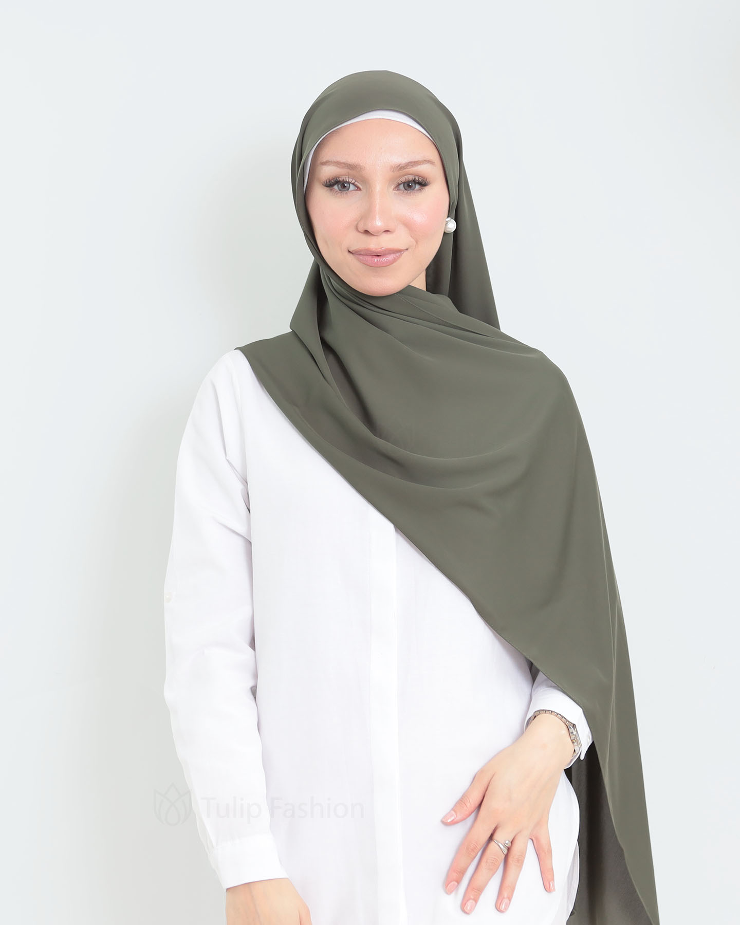 Hijab - Medina Lyx Chiffon - Khakigrön
