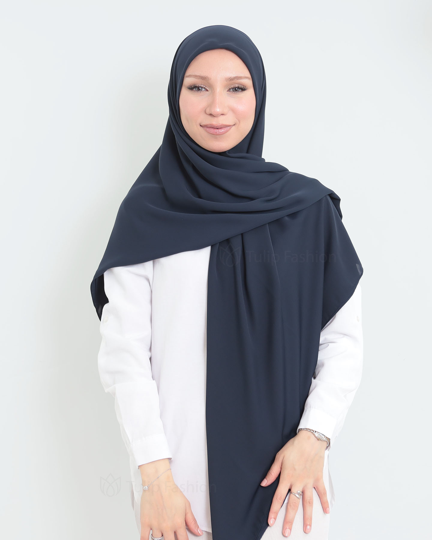 Hijab - Maxi Square Medina Chiffon - Midnattsblå