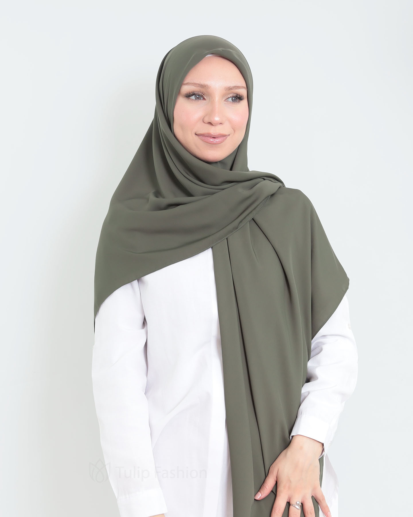 Hijab - Maxi Square Medina Chiffon - Khakigrön