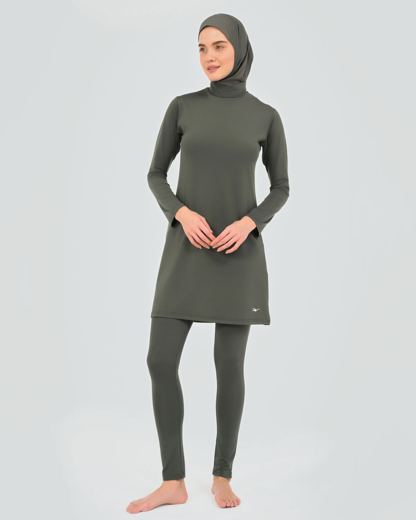 Muslimsk baddräkt med hijab - Olivgrön