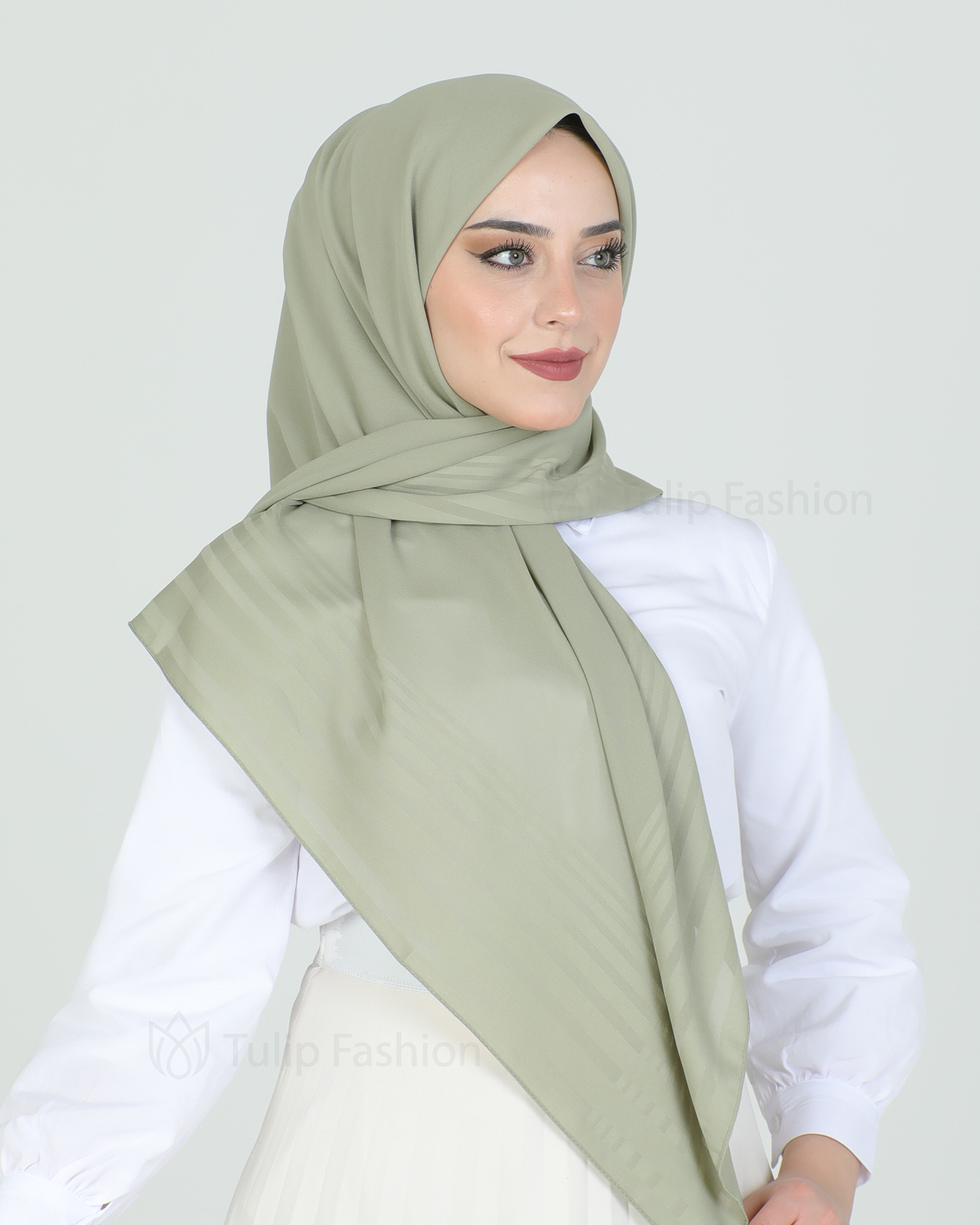Hijab - Chiffon Stripes 120 cm - Pistaschgrön