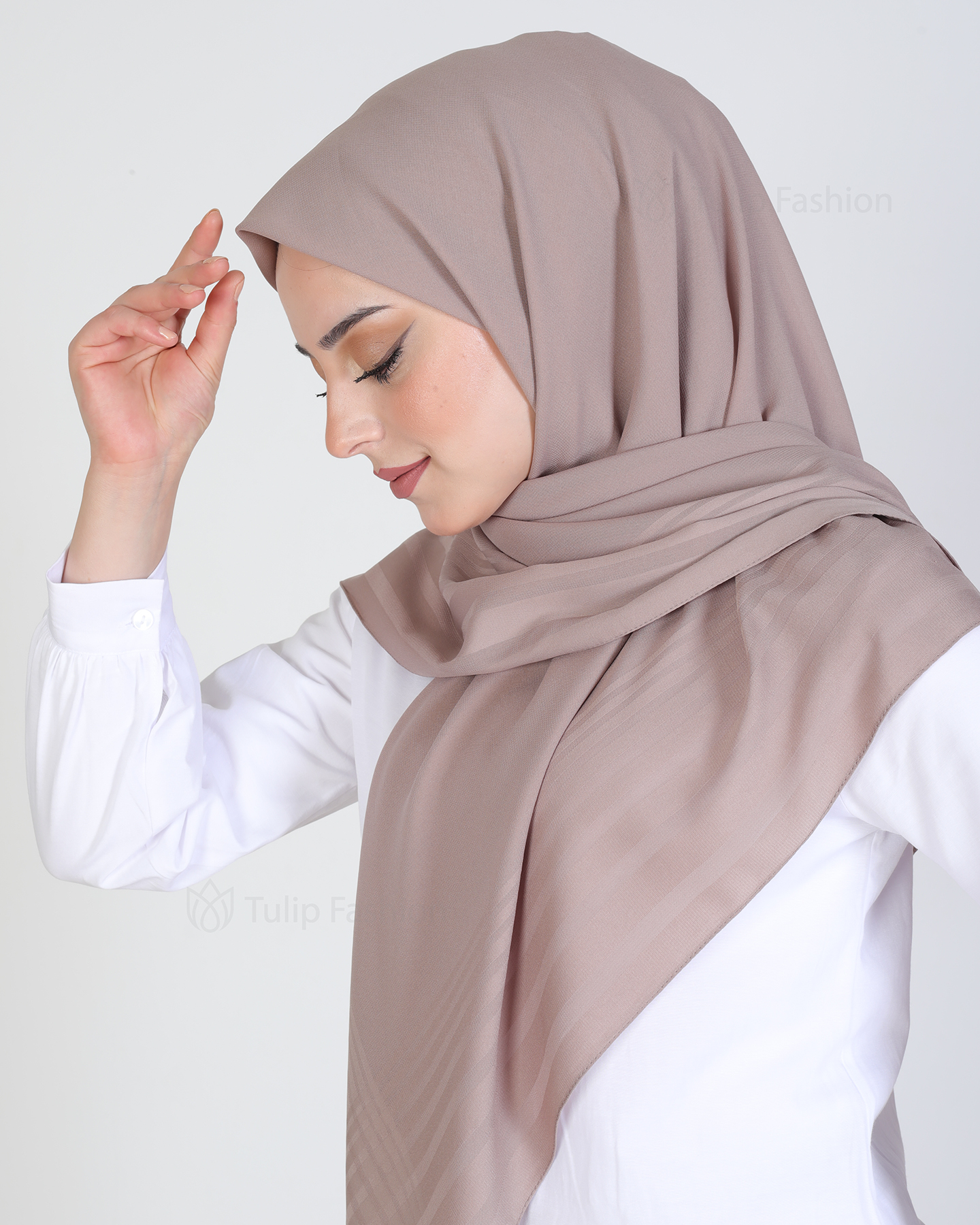 Hijab - Chiffon Stripes 120 cm - Brun