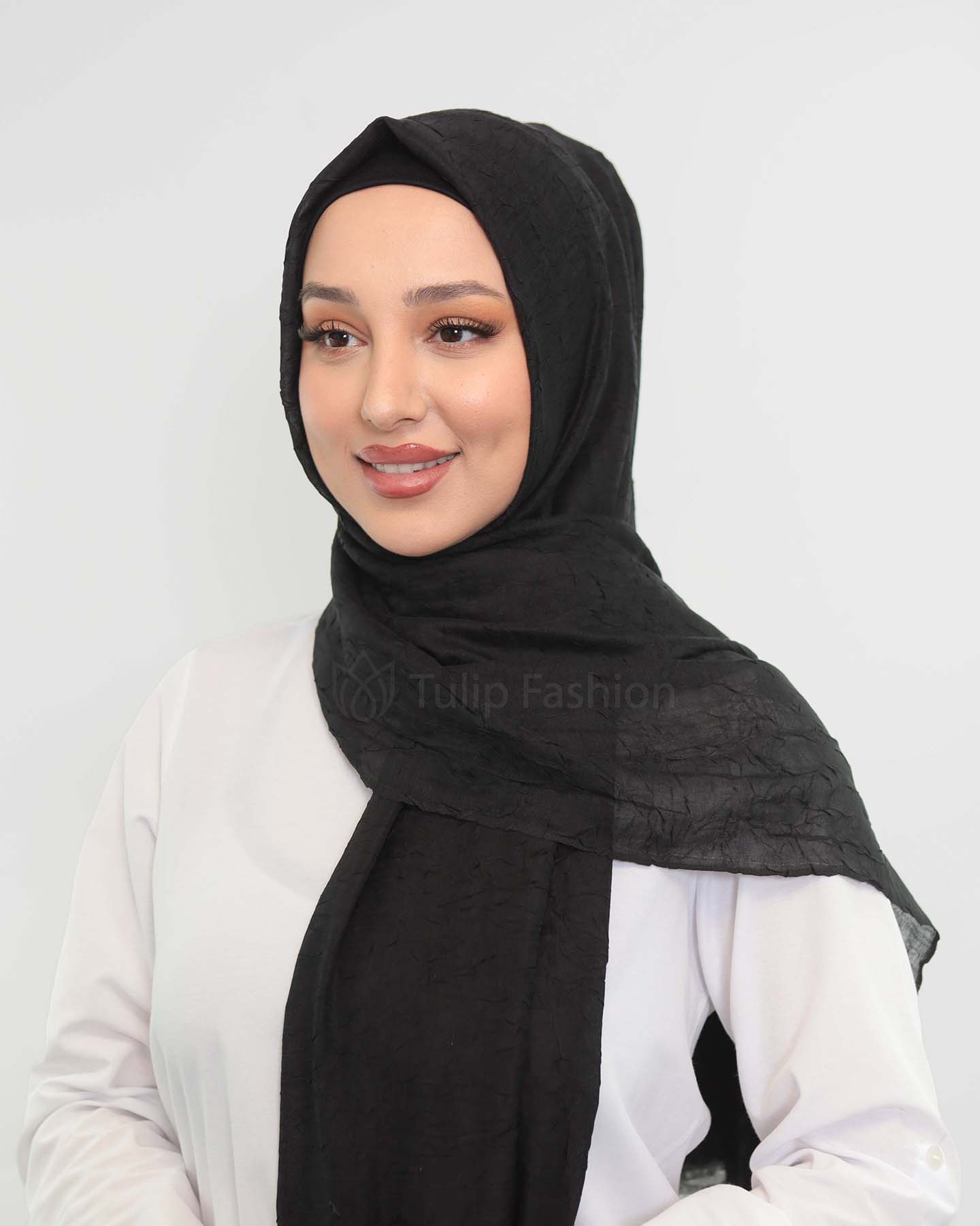 Hijab - Crinkle Vävt - Svart