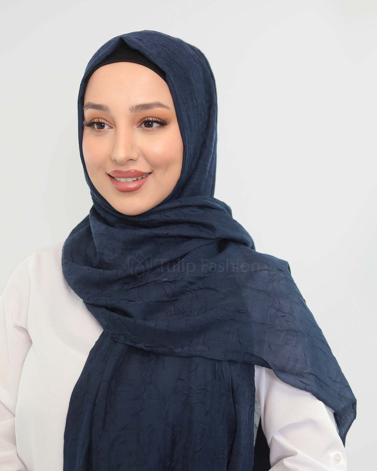 Hijab - Crinkle Vävt - Midnattsblå