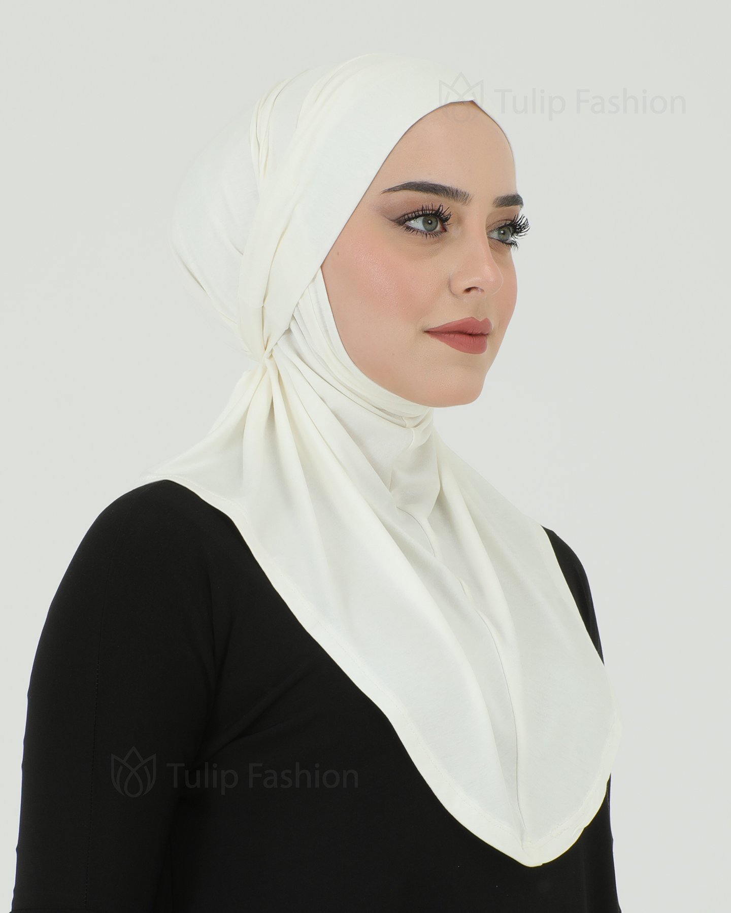 Hijab - Instant Jersey med band - Off-White