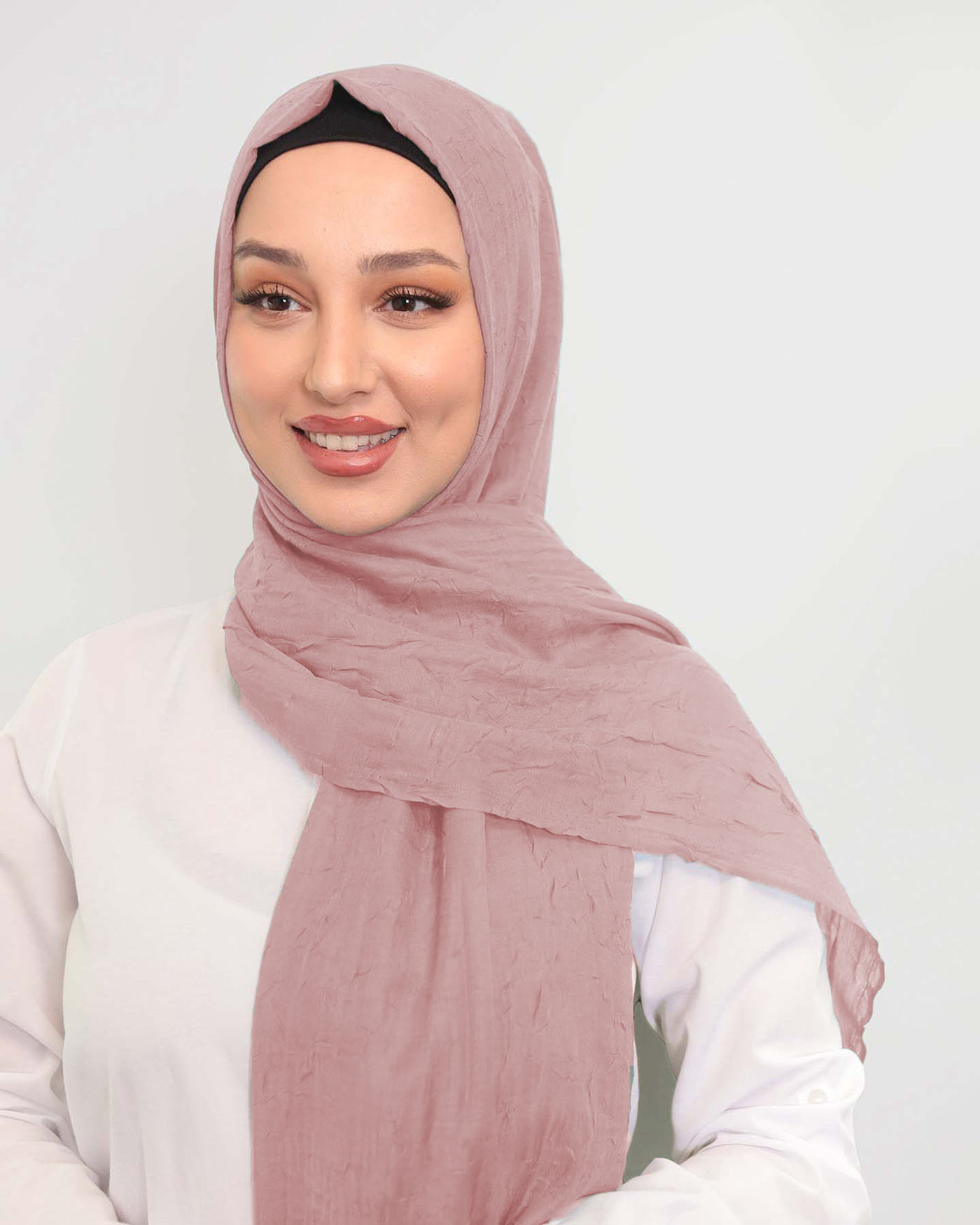 Hijab - Crinkle Vävt - Rosa