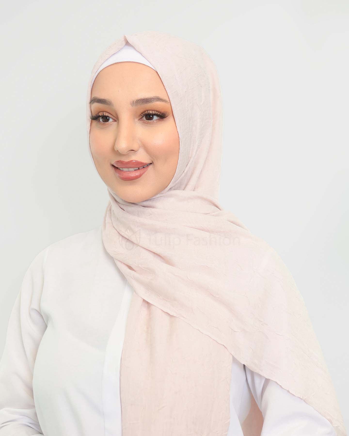 Hijab - Crinkle Vävt - Ljusbeige
