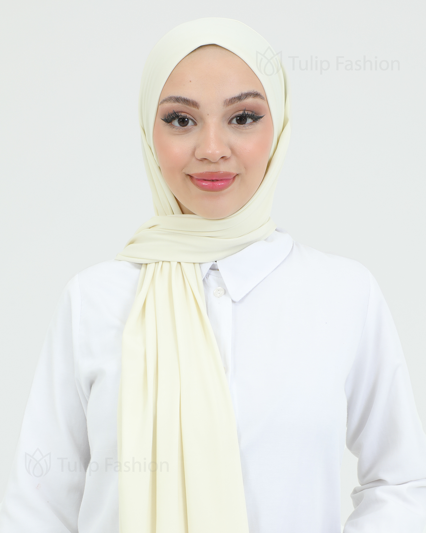Hijab - Instant lycra med band - Kräm