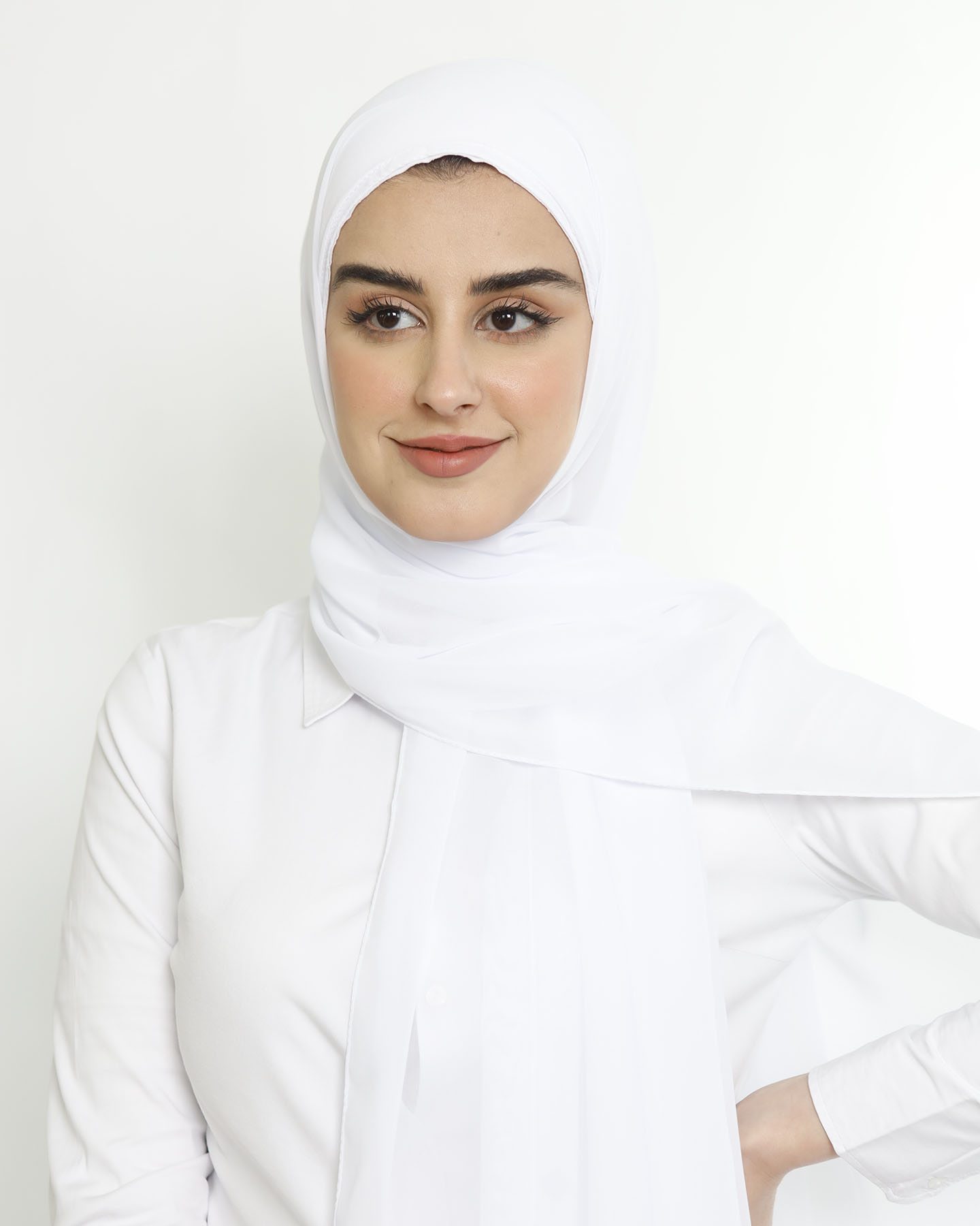 Hijab - Instant Chiffon Med Cap - Vit