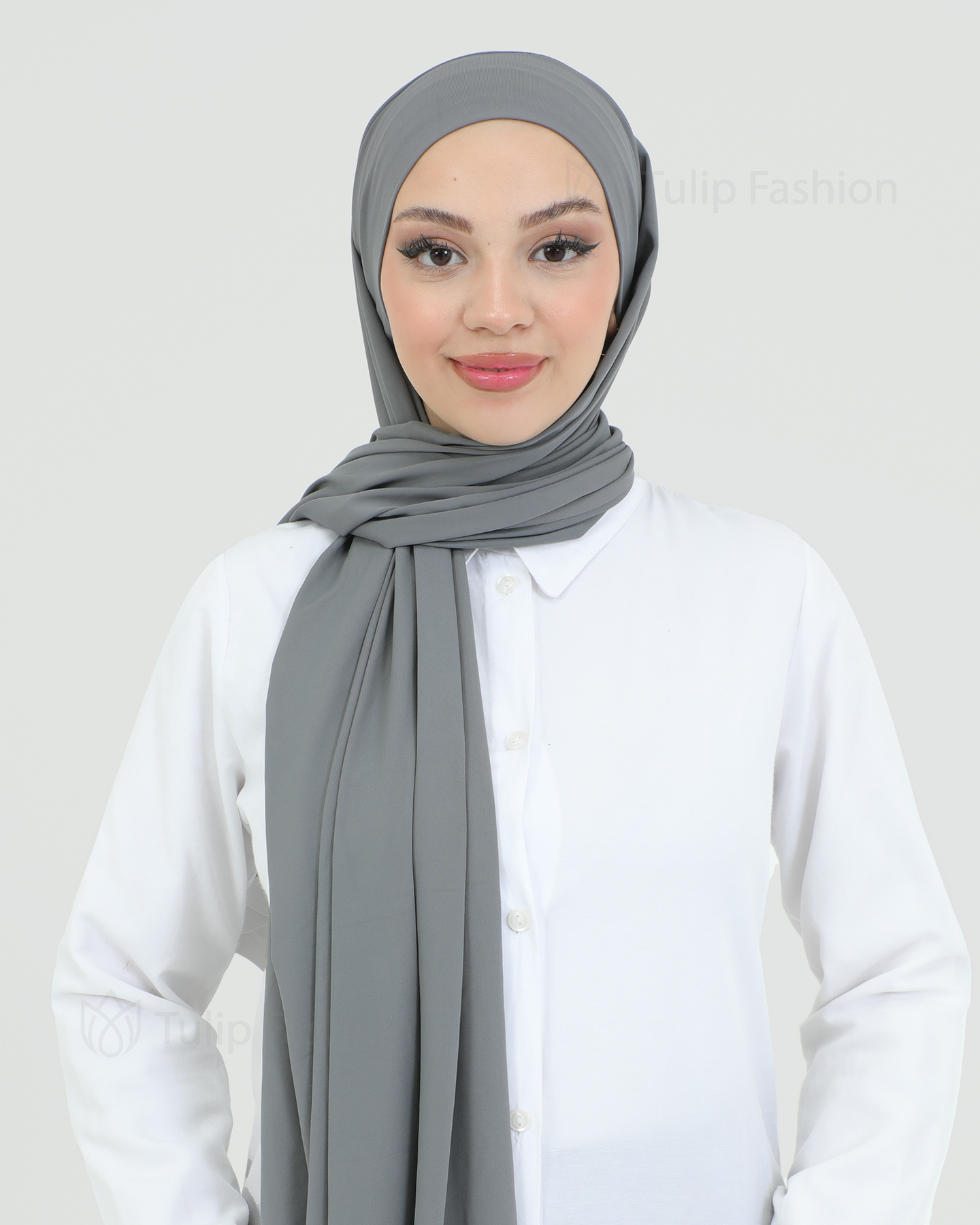 Hijab - Instant lycra med band - Mörkgrå