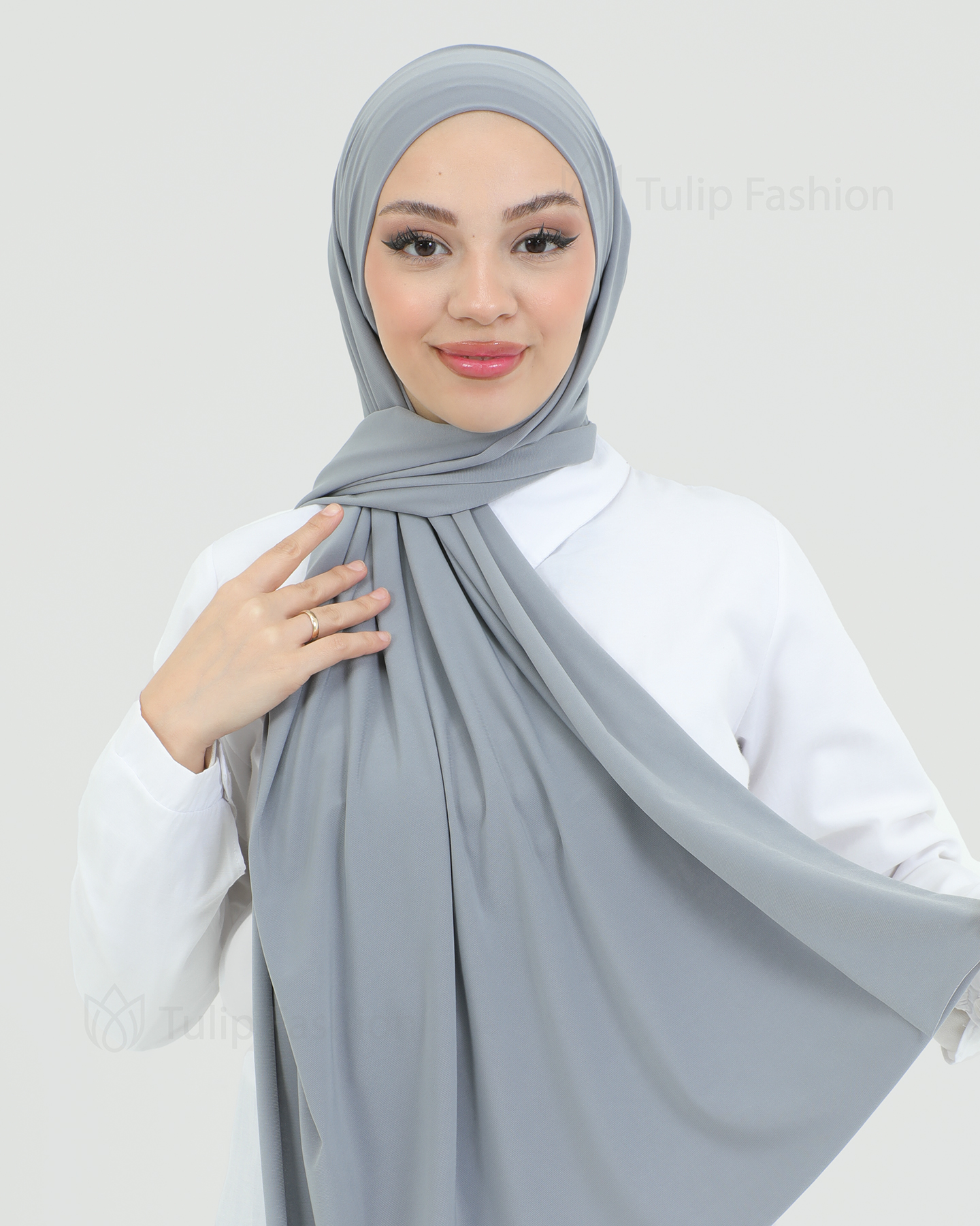 Hijab - Instant lycra med band - Grå