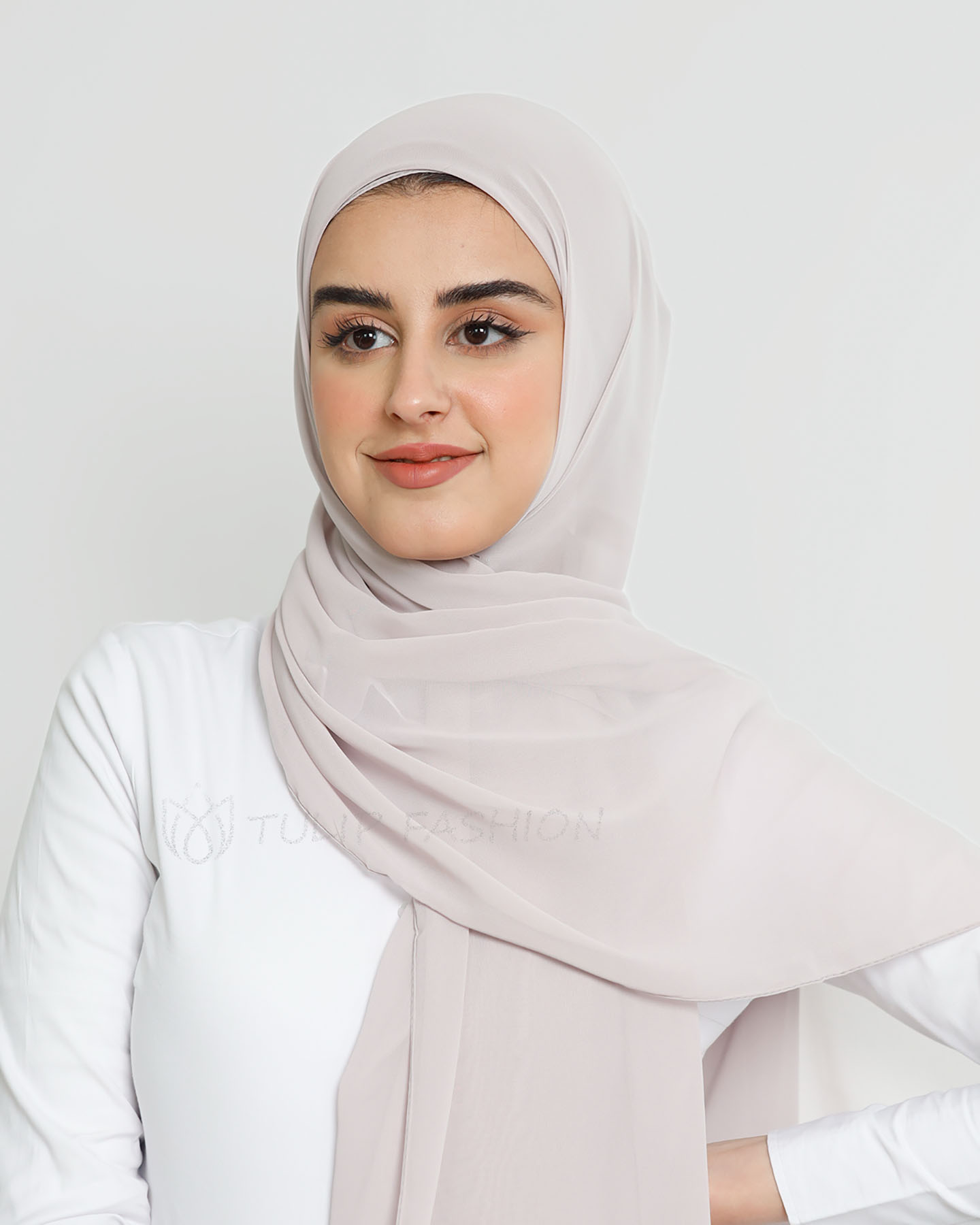 Hijab - Instant Chiffon Med Cap - Pärlvit