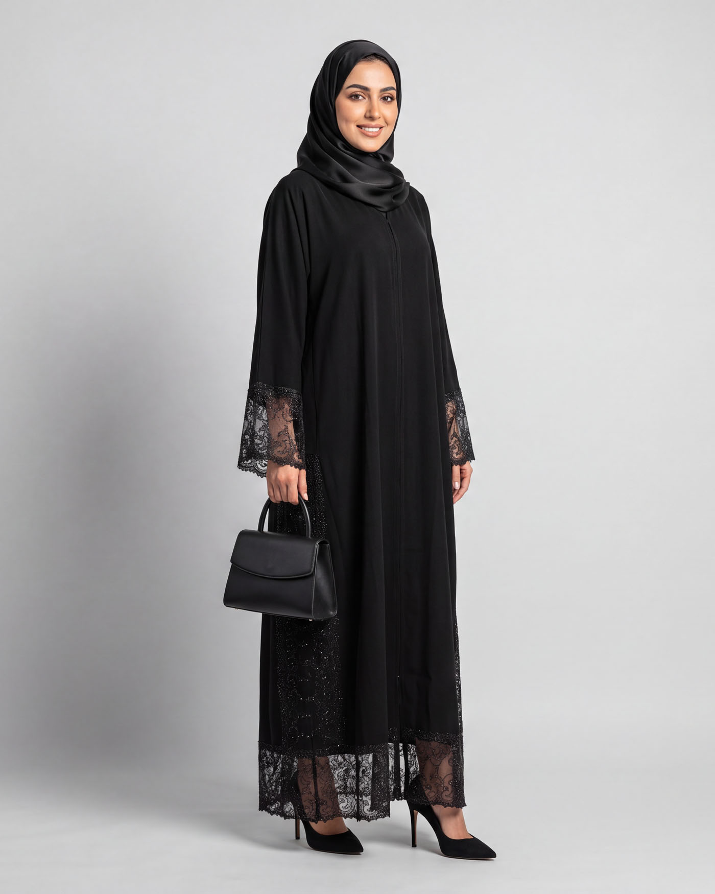 Abaya - Lace Decorated - Black