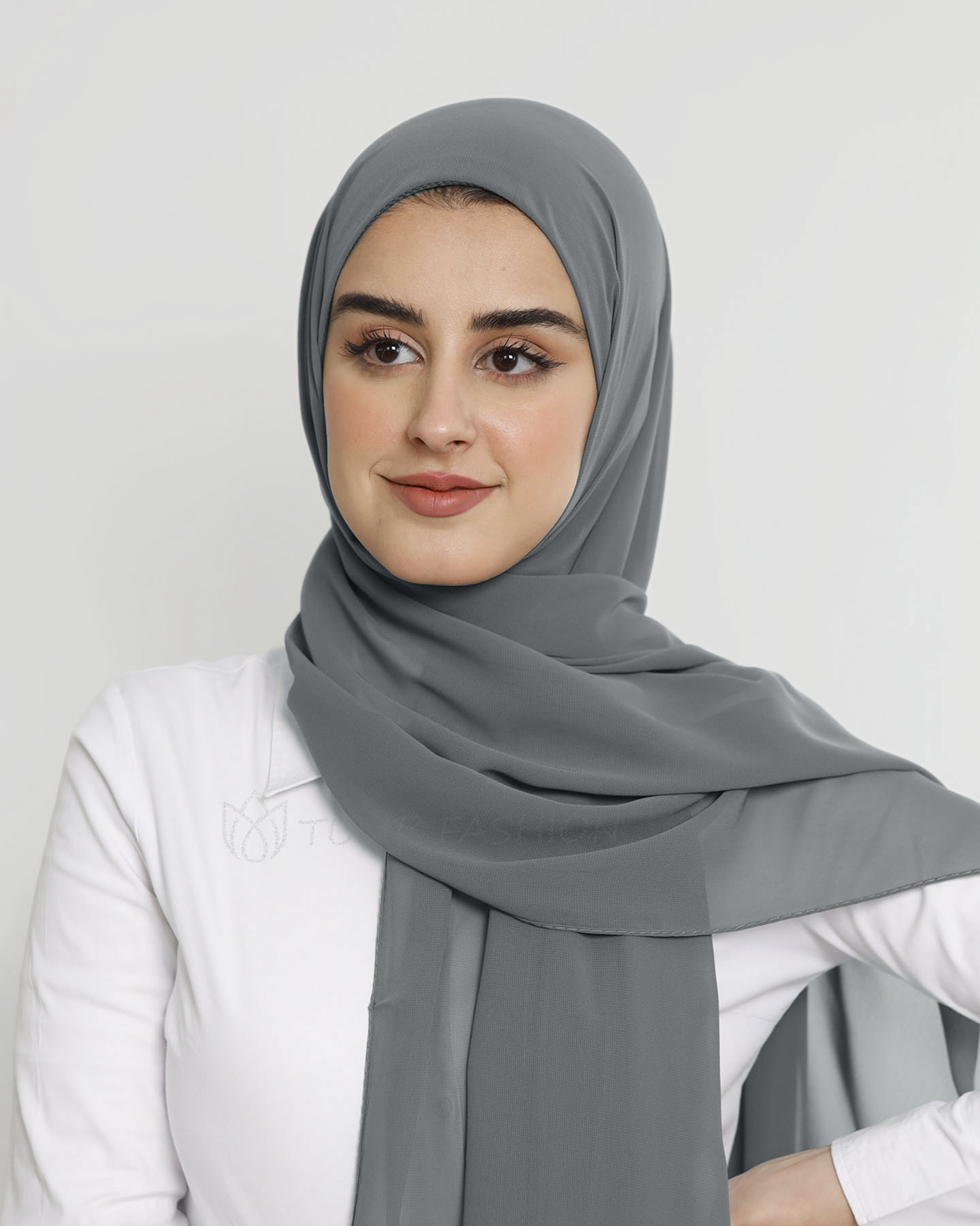 Hijab - Instant Chiffon Med Cap - Mörkgrå