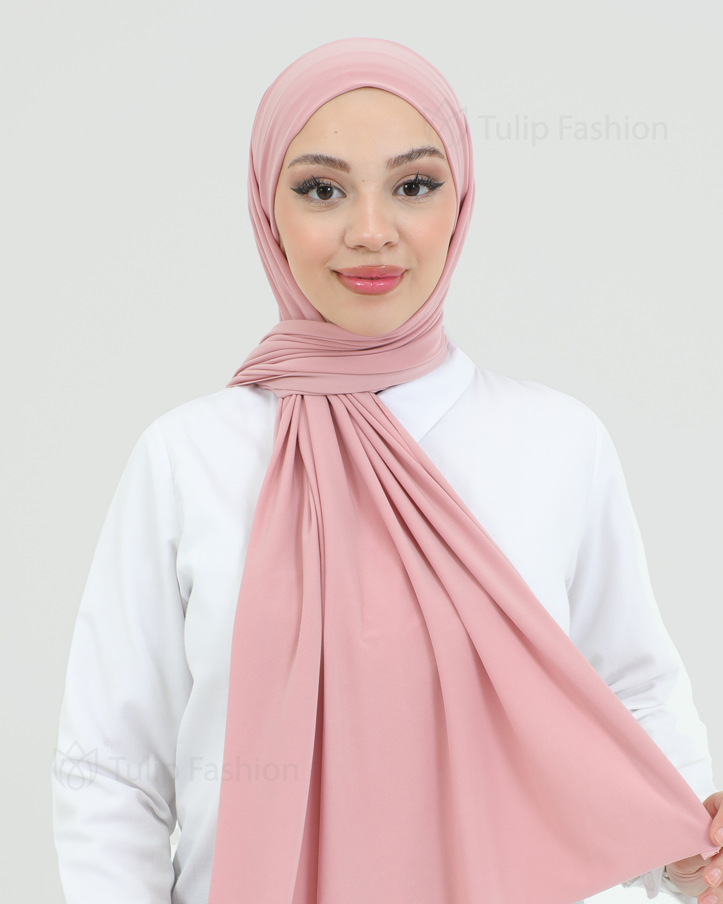 Hijab - Instant lycra med band - Ljusrosa