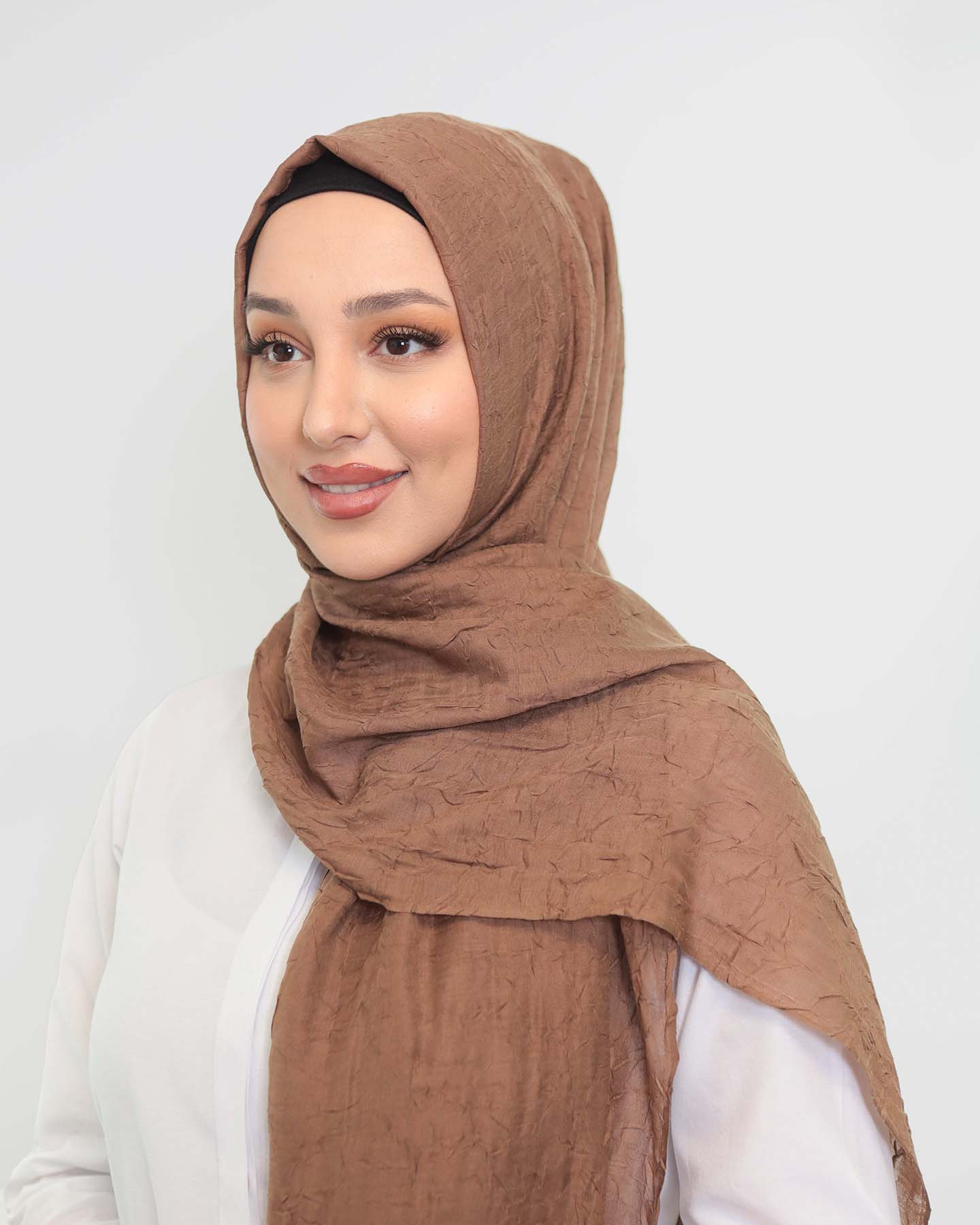 Hijab - Crinkle Vävt - Brun
