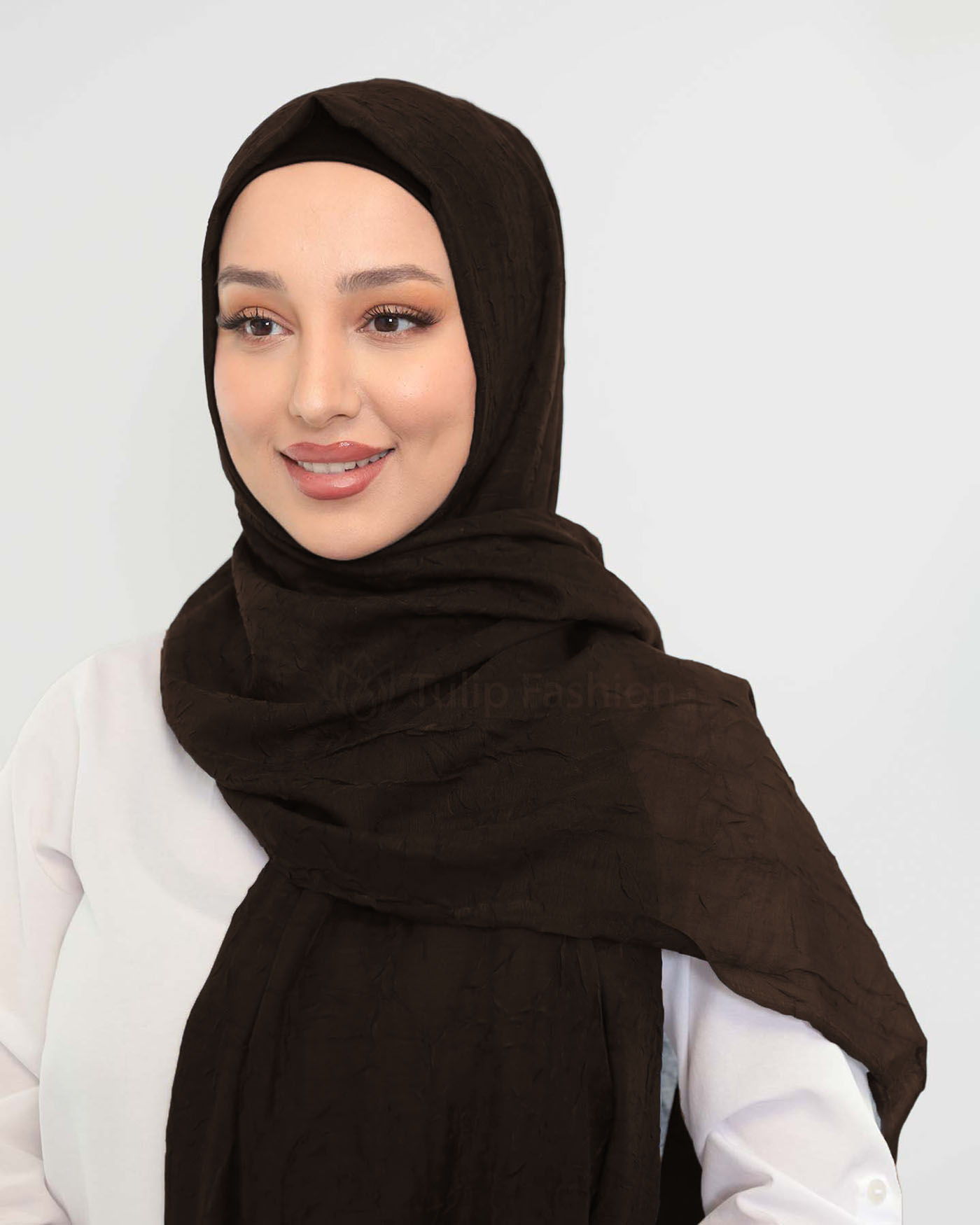 Hijab - Crinkle Vävt - Choklad