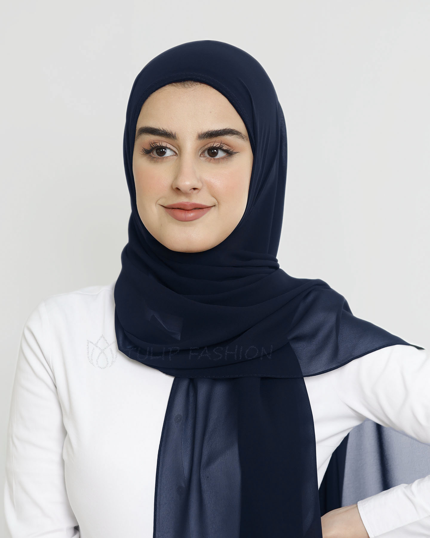 Hijab - Instant Chiffon Med Cap - Midnattsblå