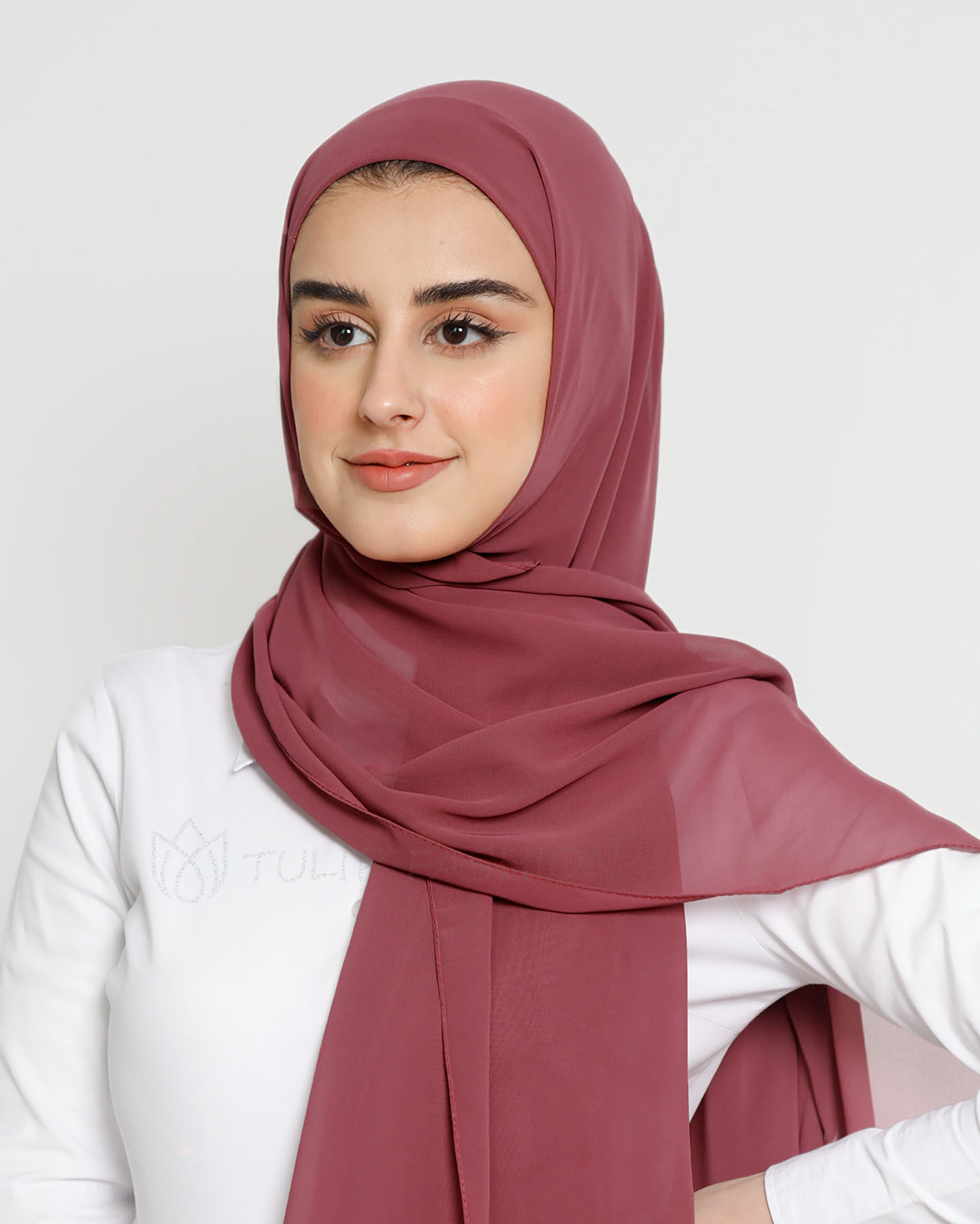 Hijab - Instant Chiffon Med Cap - Mörkrosa