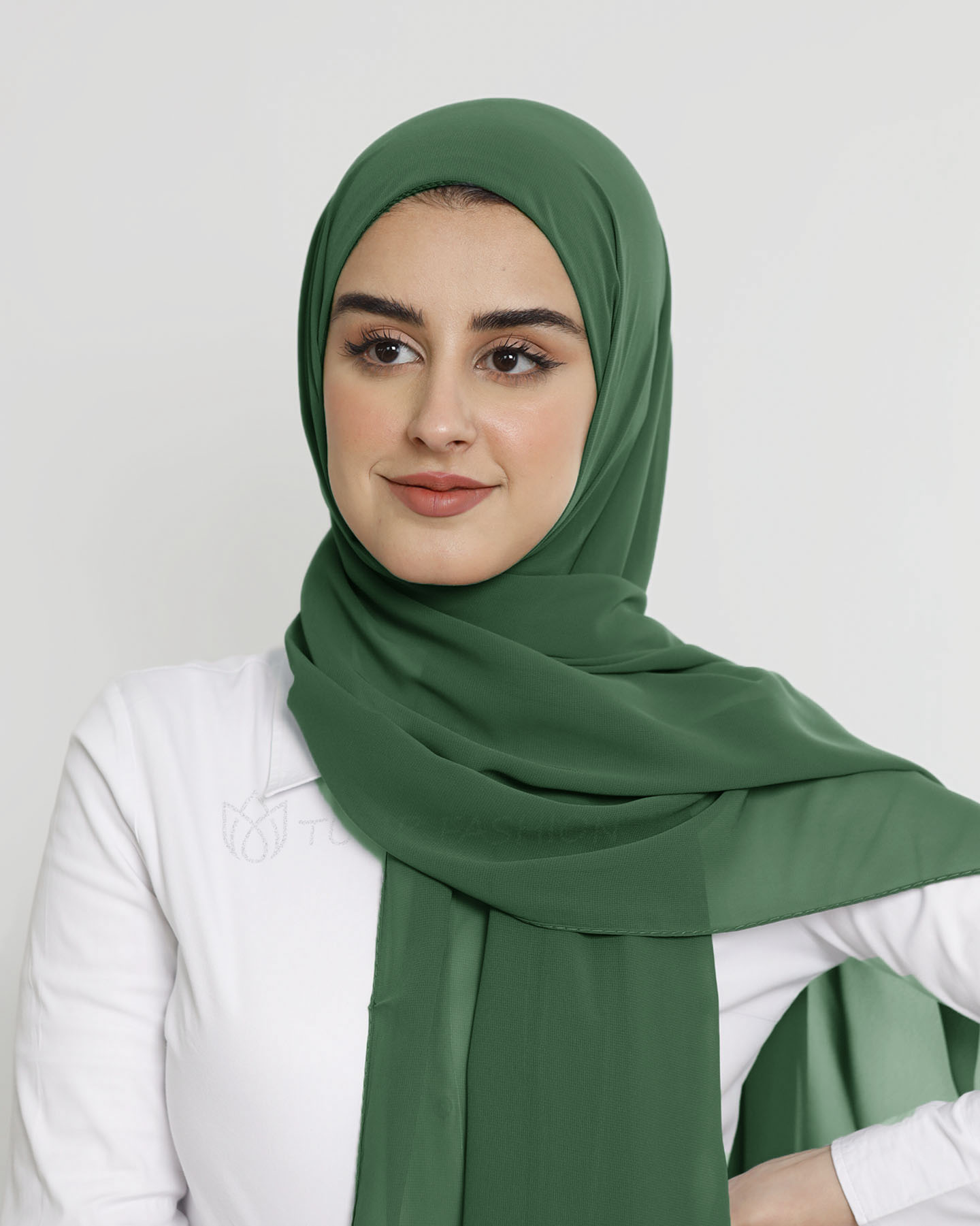 Hijab - Instant Chiffon Med Cap - Grön