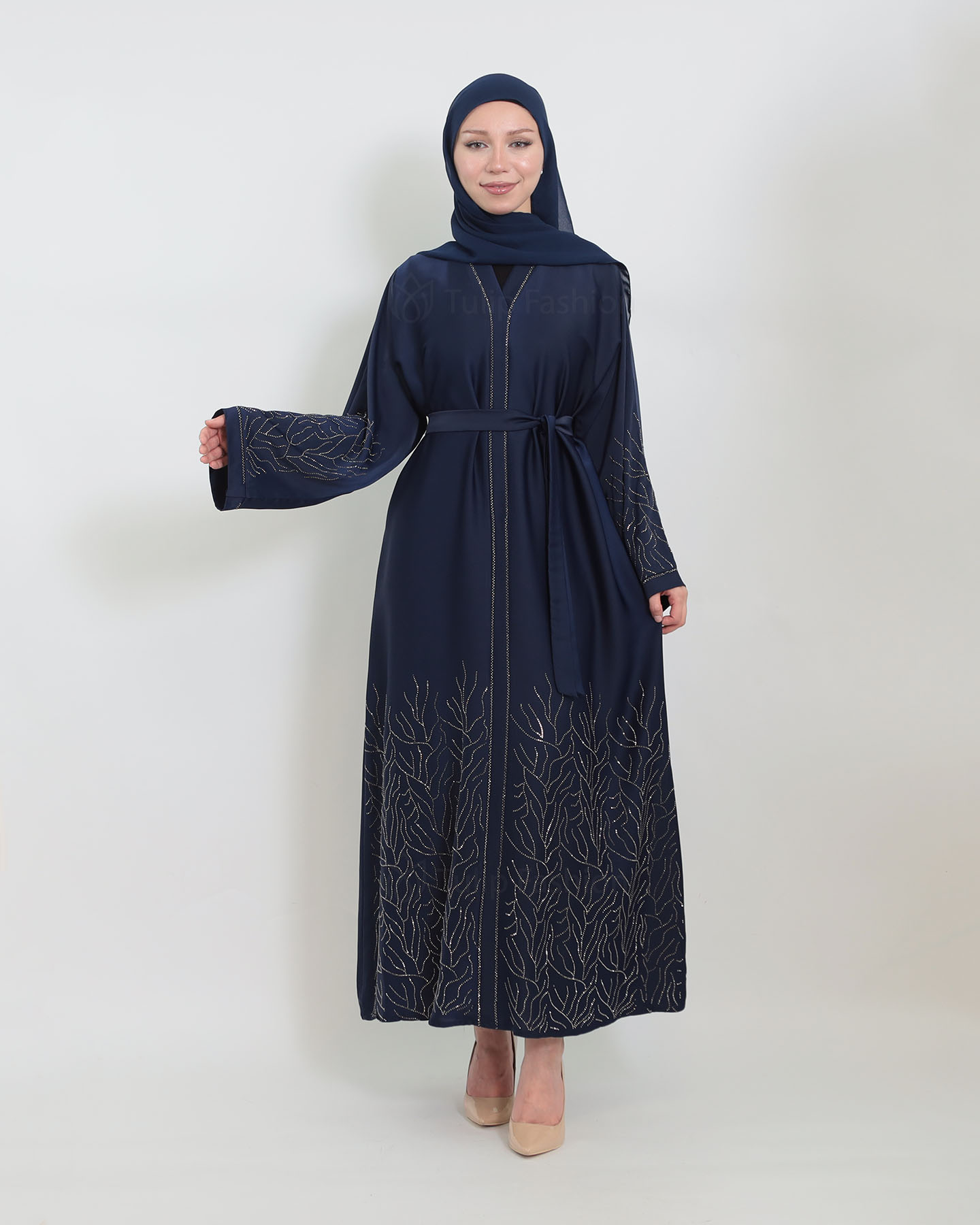 Abaya - Stone Decorated - Midnight Blue