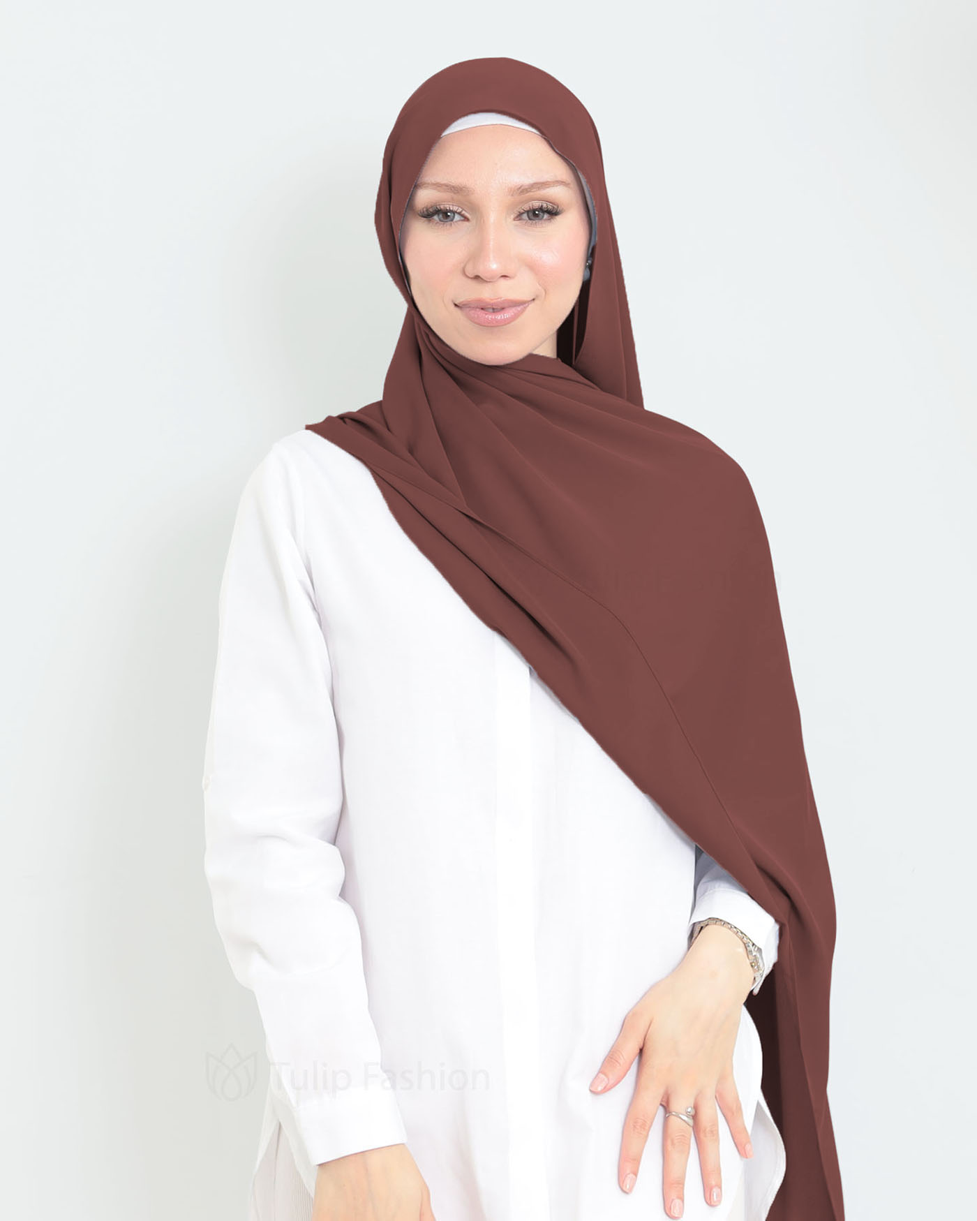 Hijab - Medina Lyx Chiffon - Valnötsbrun