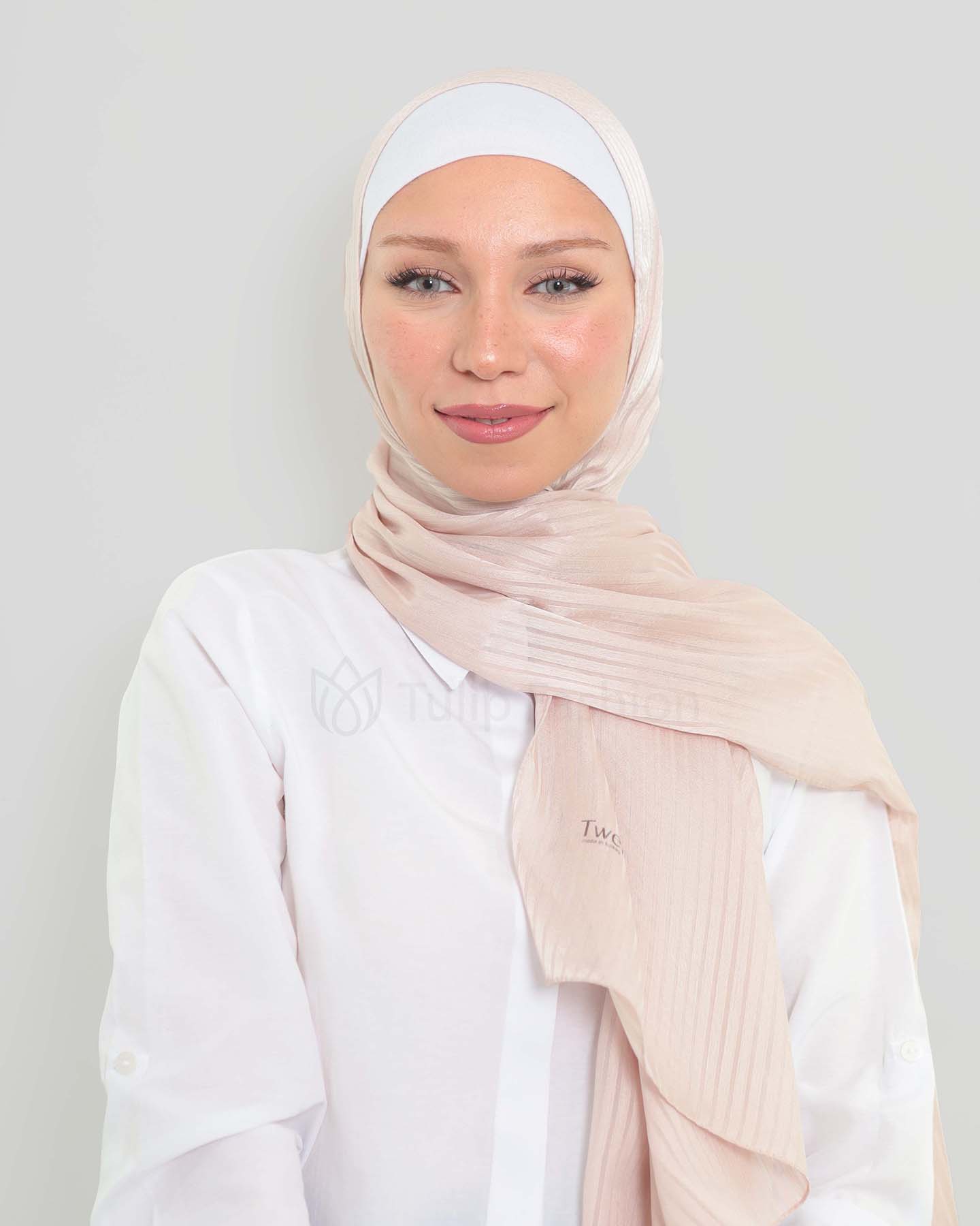 Hijab - Satin striped - Puderrosa
