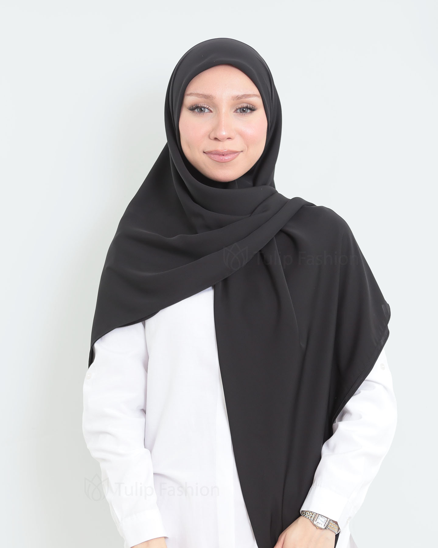 Hijab - Maxi Square Medina Chiffon - Svart