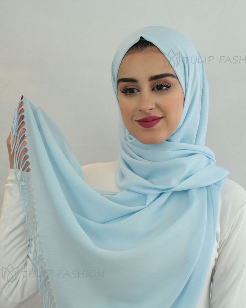 Hijab - Pashmina - Ljusblå