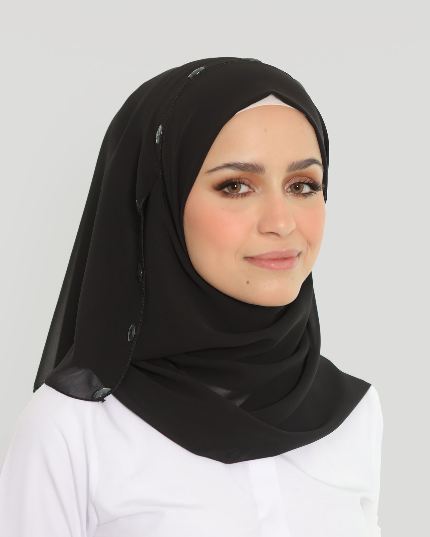 Hijab - Instant Chiffon Loop crystal - Svart