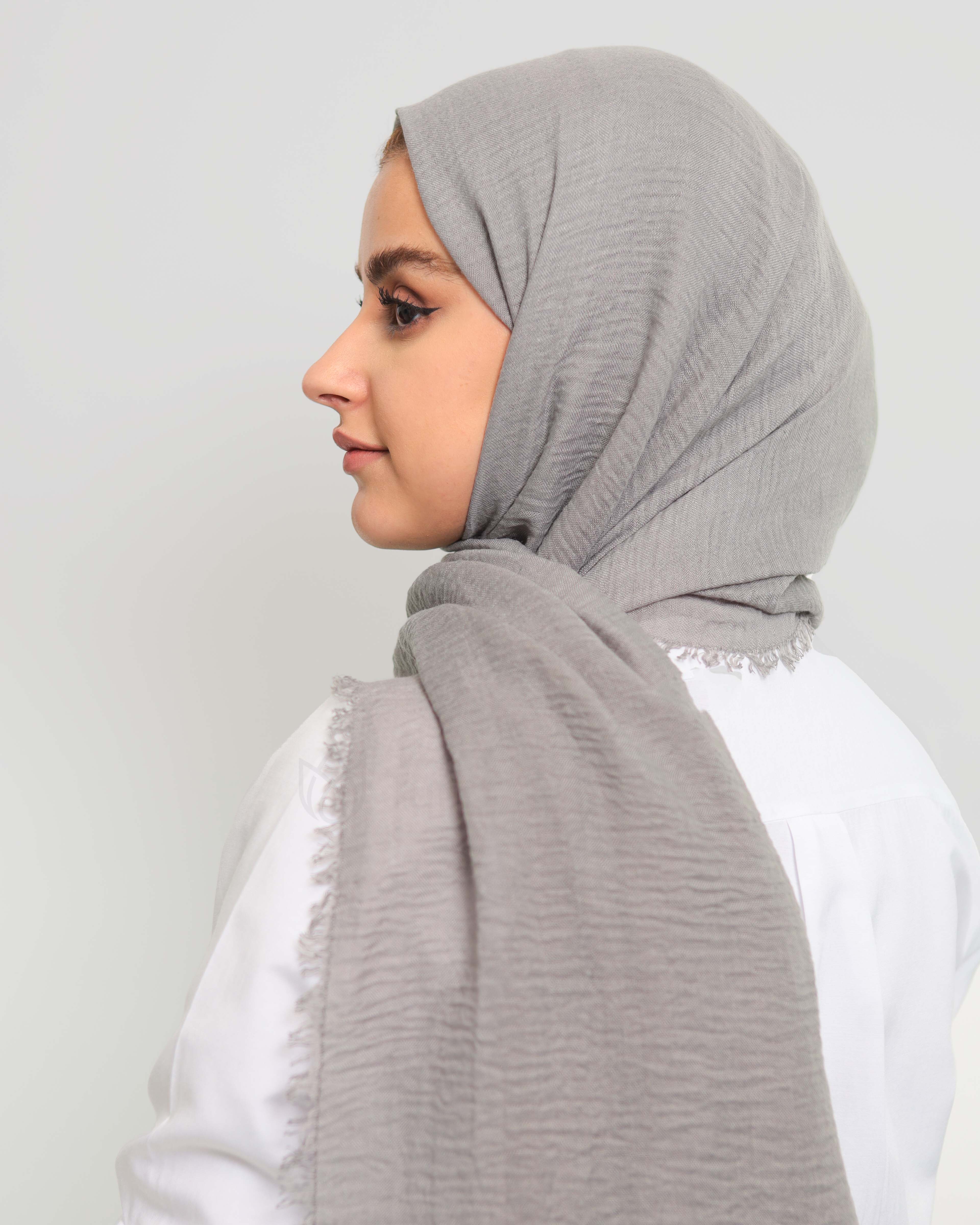 Hijab - Crinkle bomull - Ljusgrå