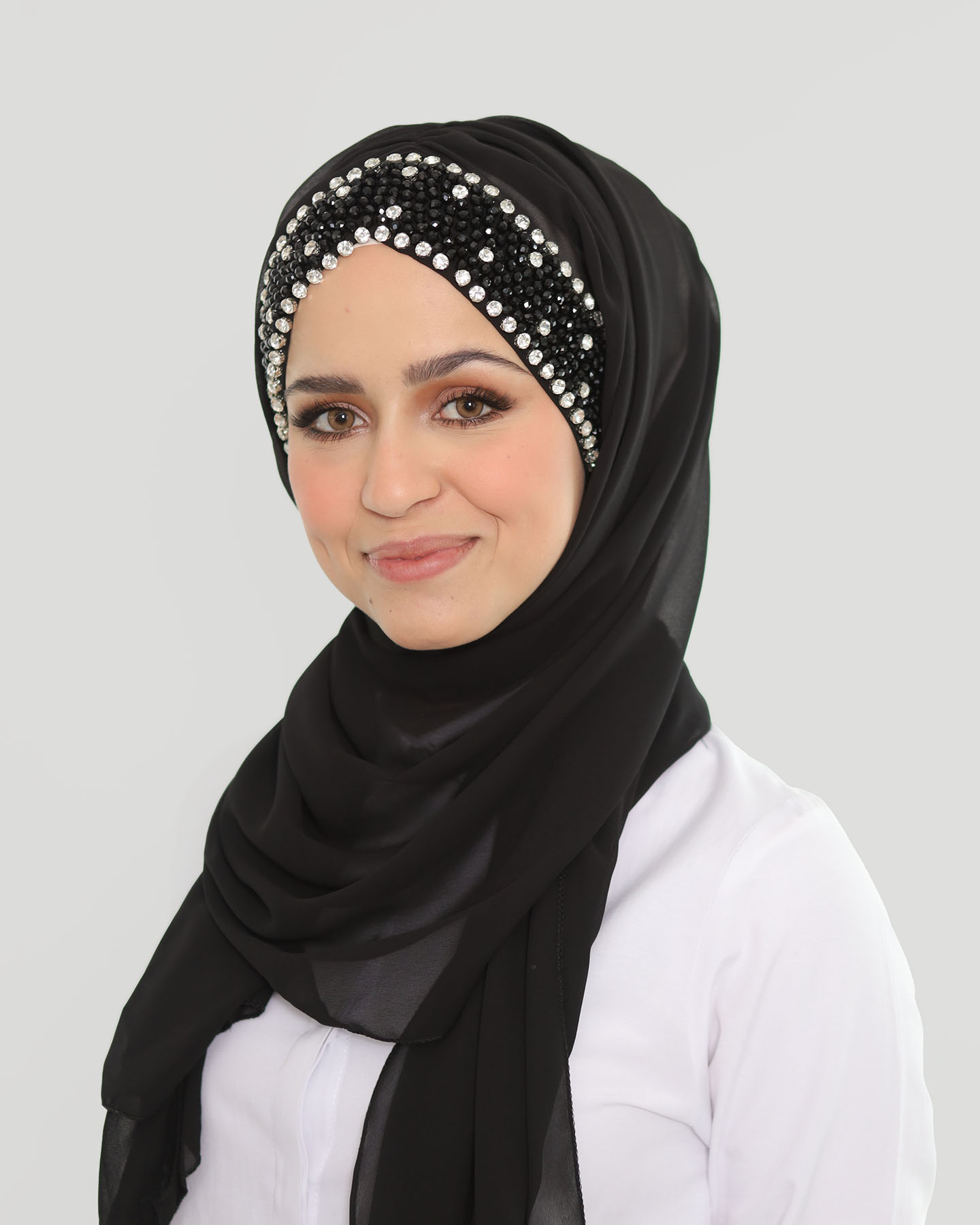 Hijab - Instant Chiffon Shiny Crystal - Svart