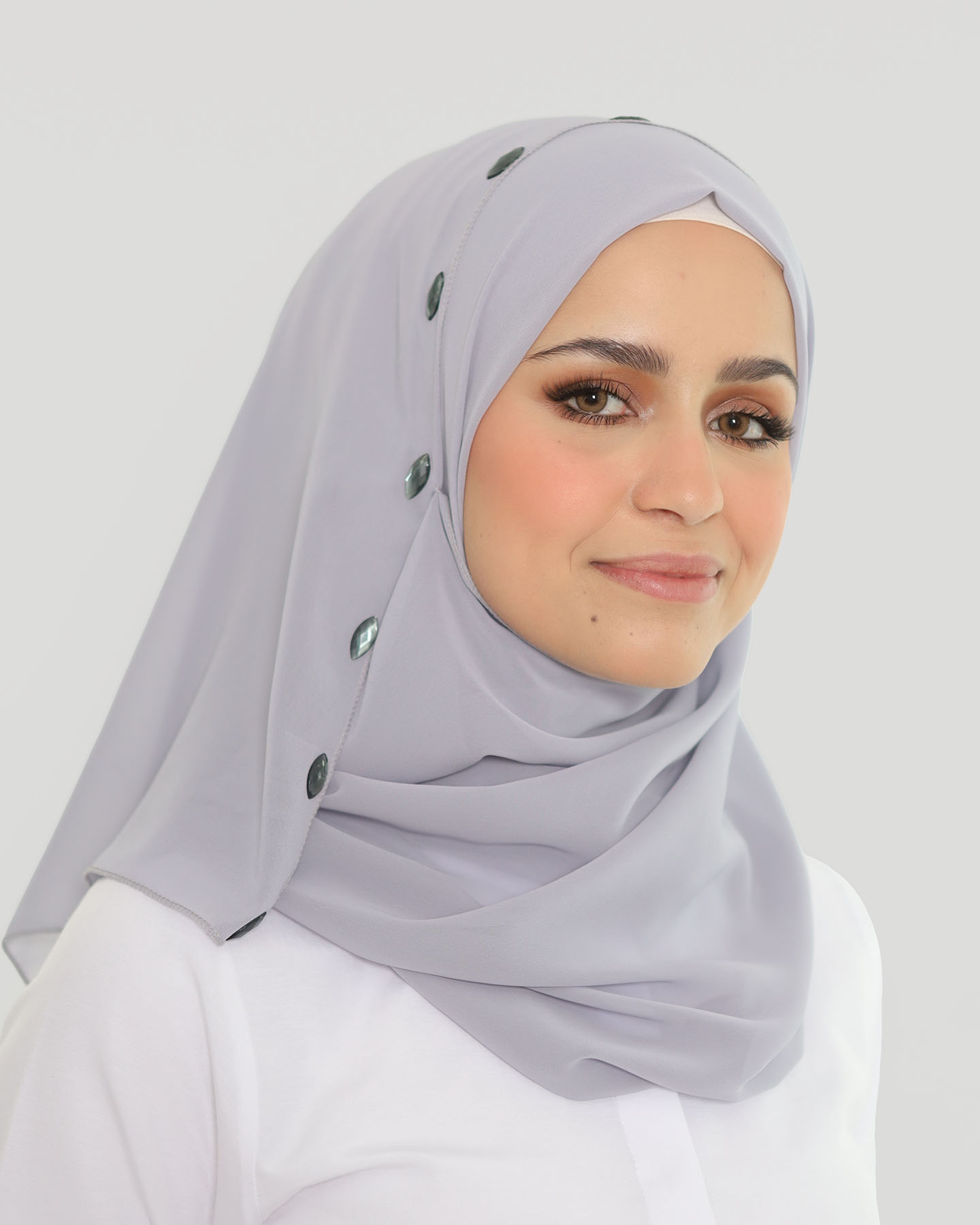 Hijab - Instant Chiffon Loop crystal - Grå