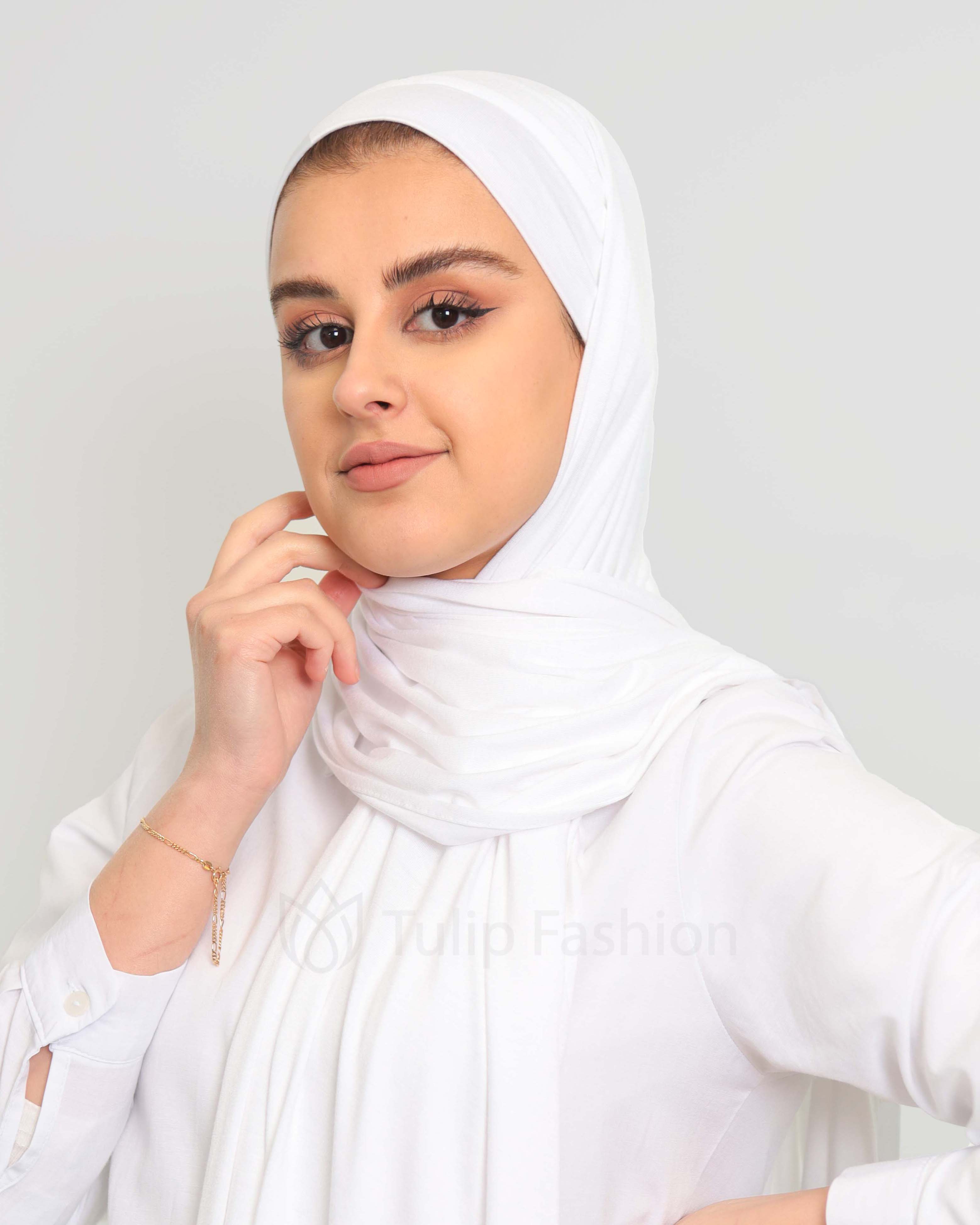 Hijab - Instant Jersey med undersjal - Vit