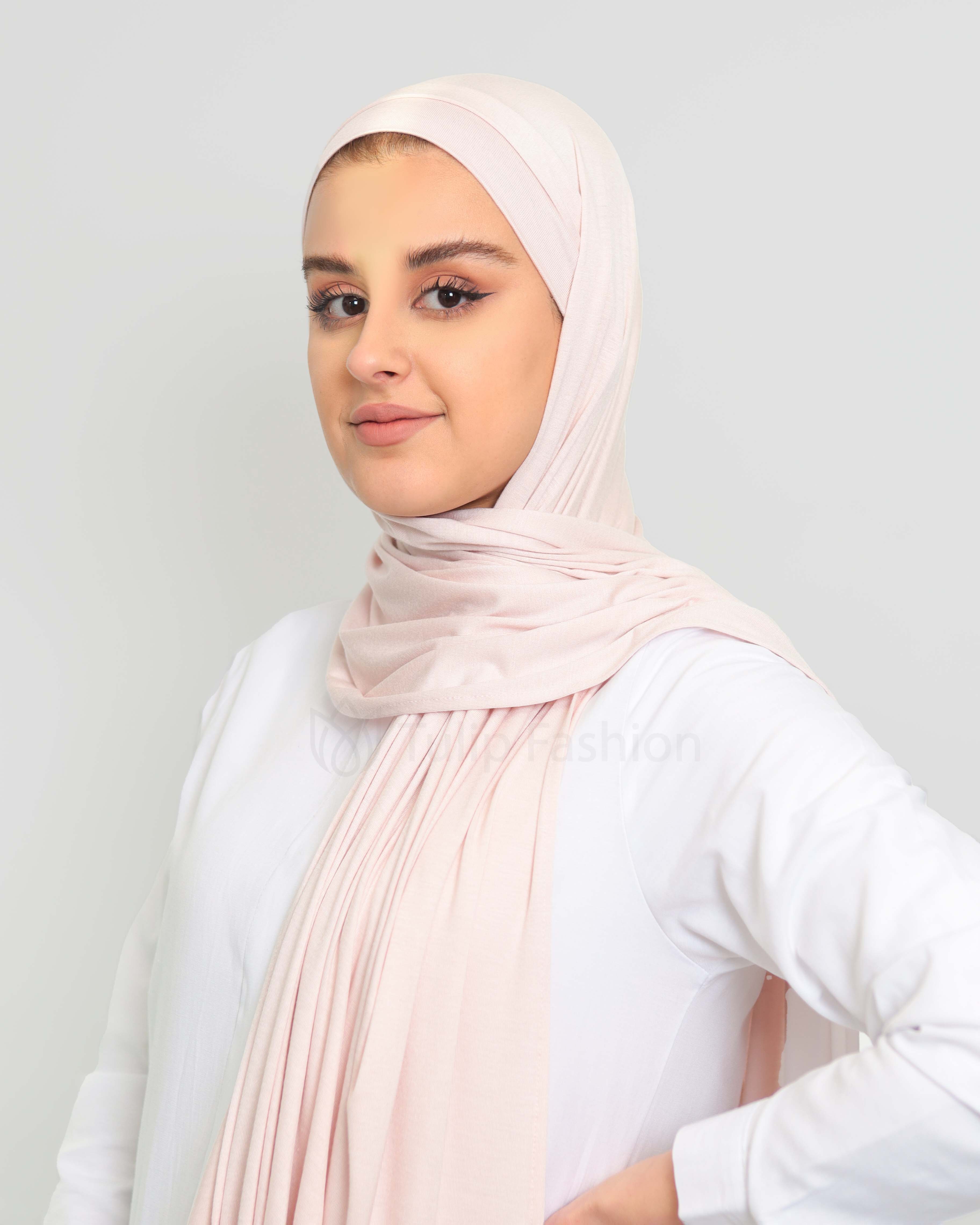Hijab - Instant Jersey med undersjal - Puderrosa