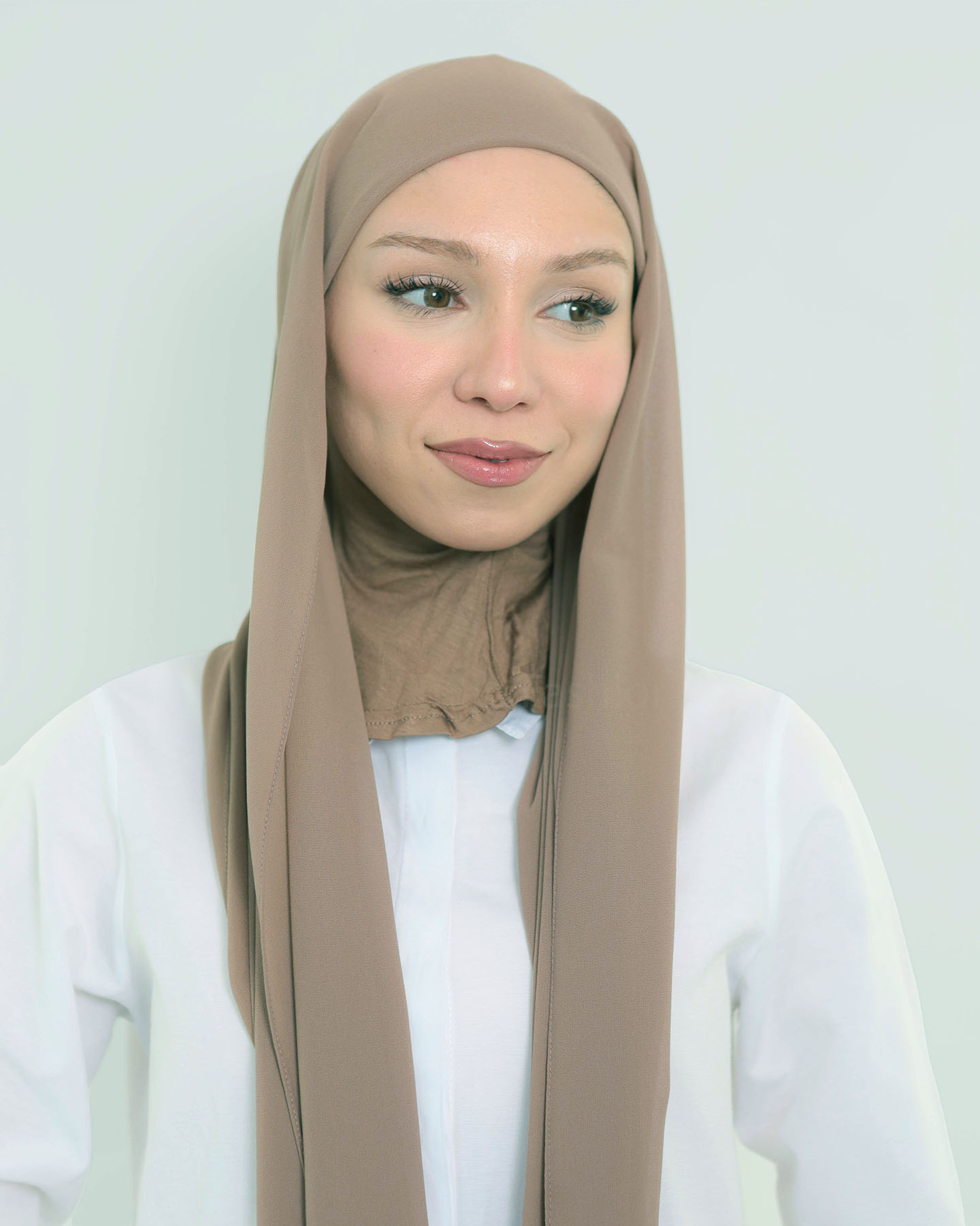 Hijab - Instant Chiffon med heltäckande undersjal - Taupe