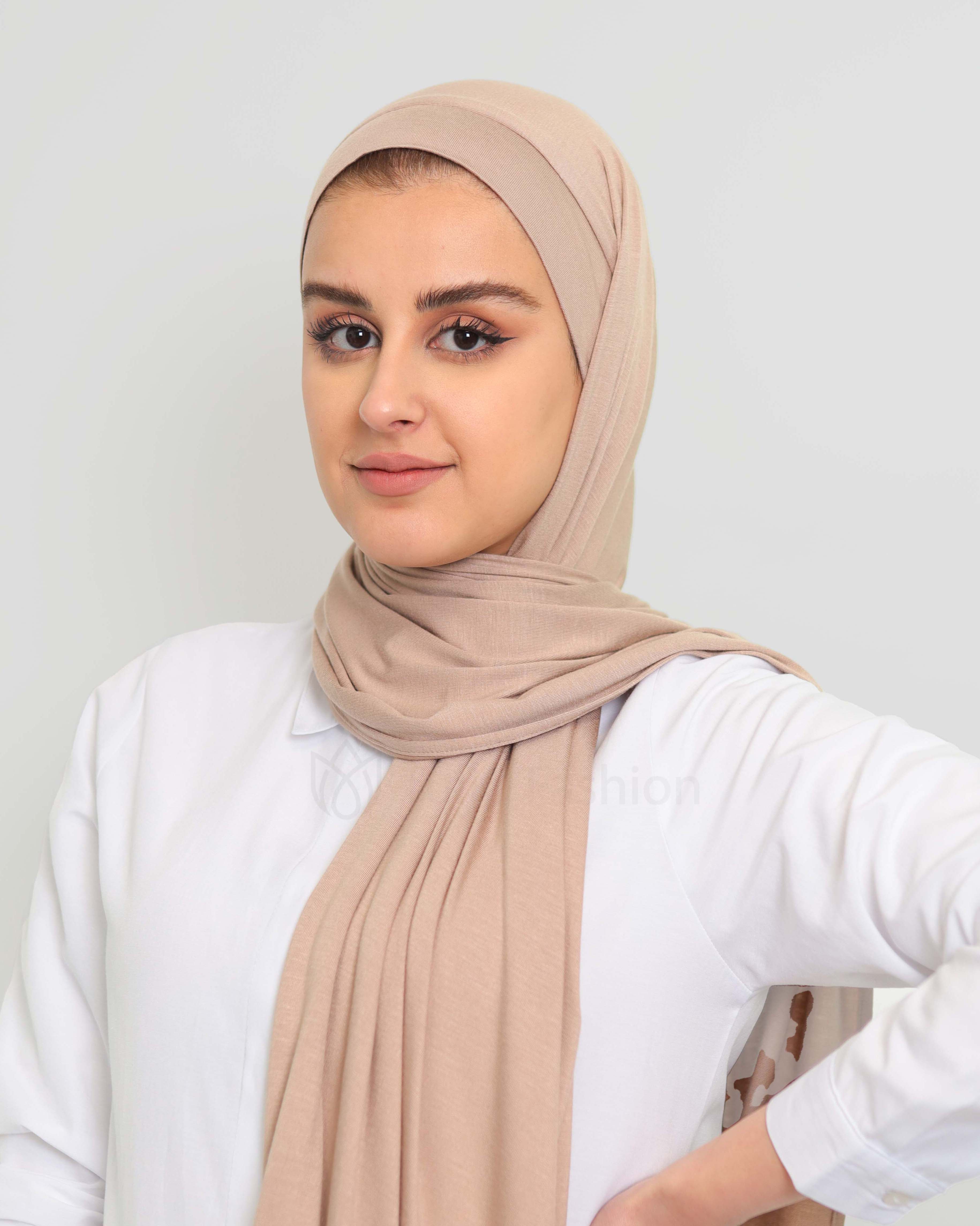 Hijab - Instant Jersey med undersjal - Brunt socker