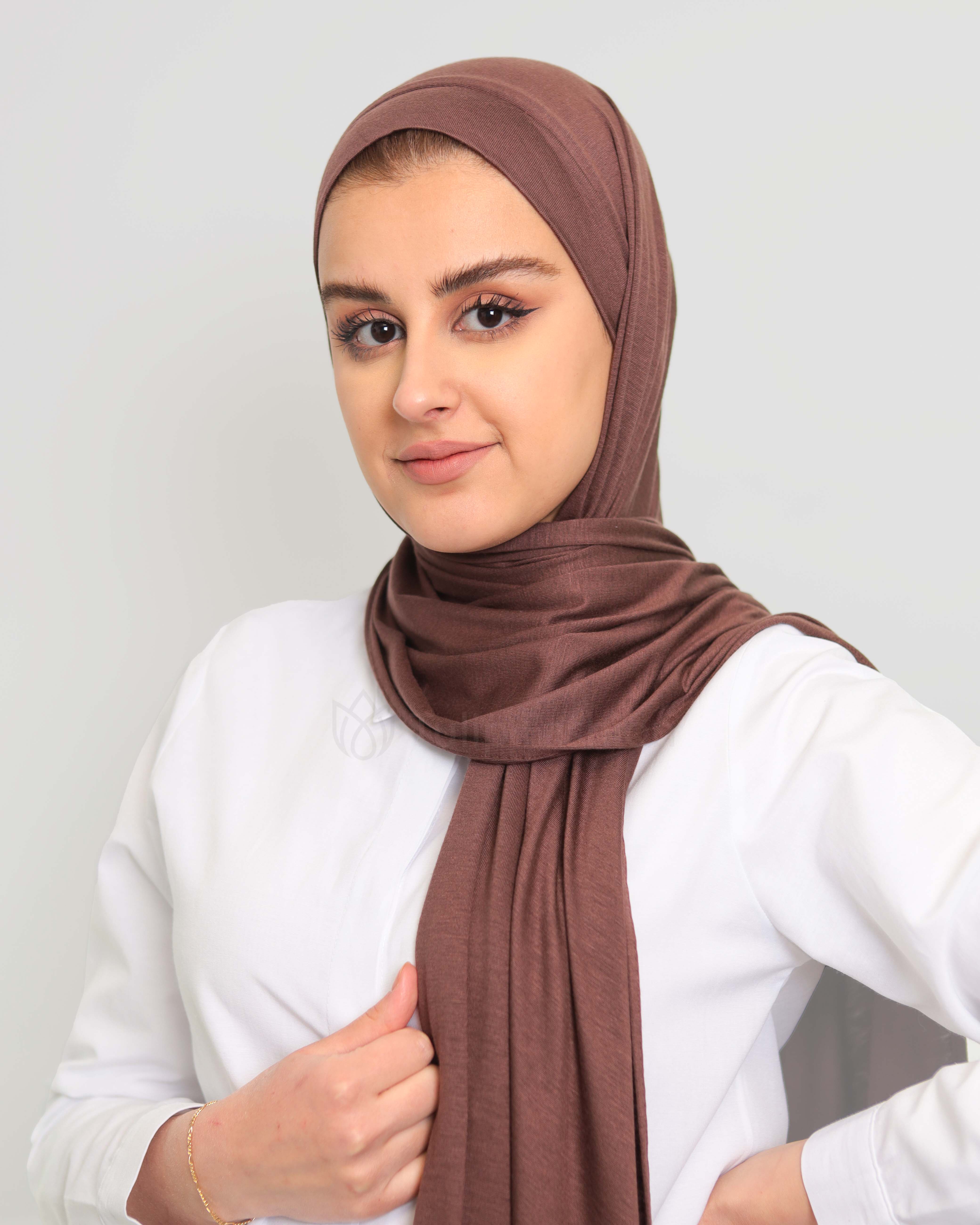 Hijab - Instant Jersey med undersjal - Brun