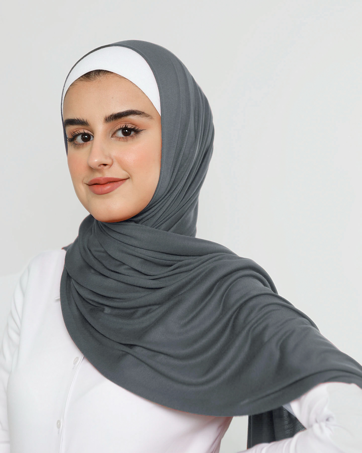 Hijab - Stretch Jersey - Mörkgrå