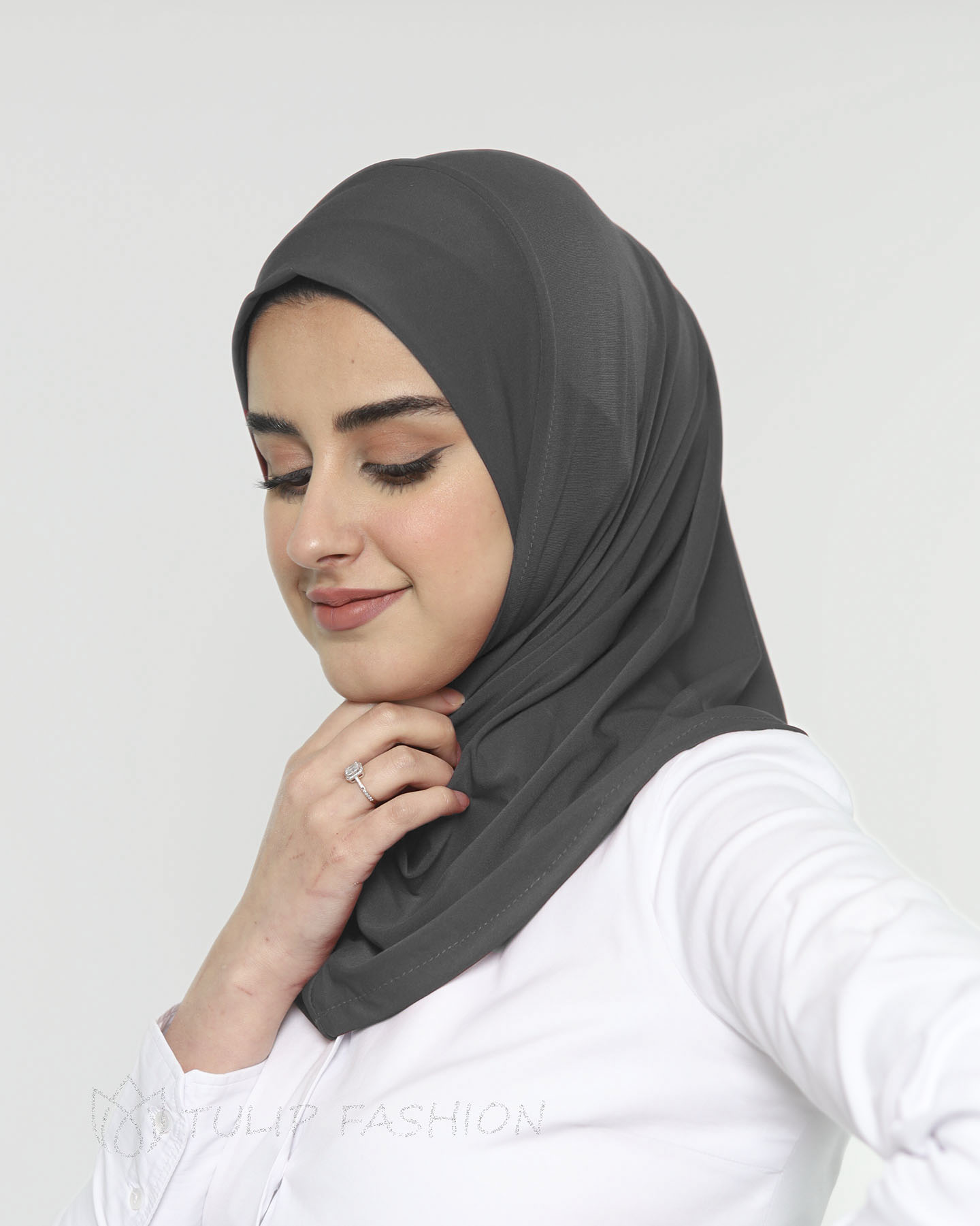 Hijab - Al Amira Lycra - En del - Mörkgrå