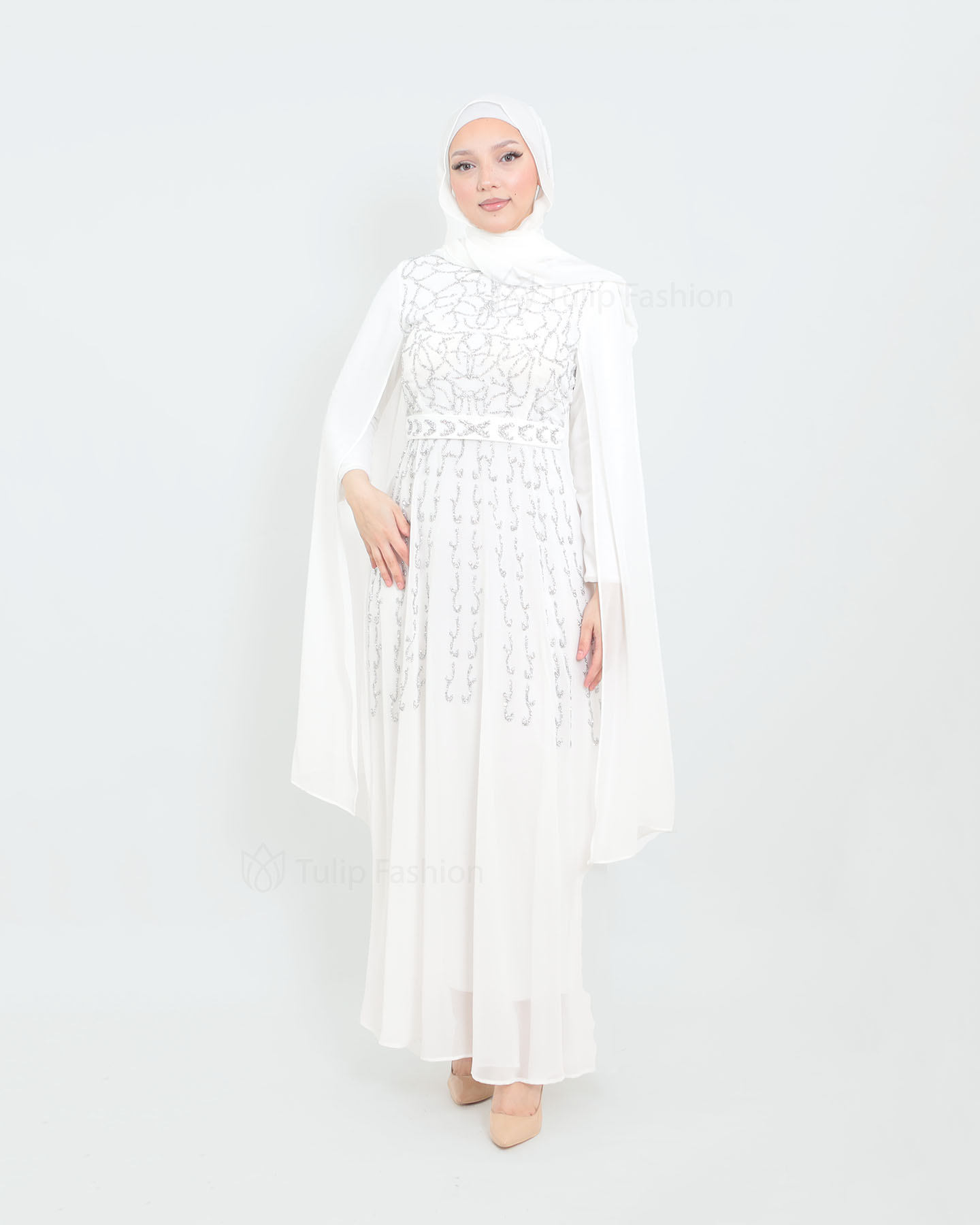 Maxiklänning - Chiffon - Vit