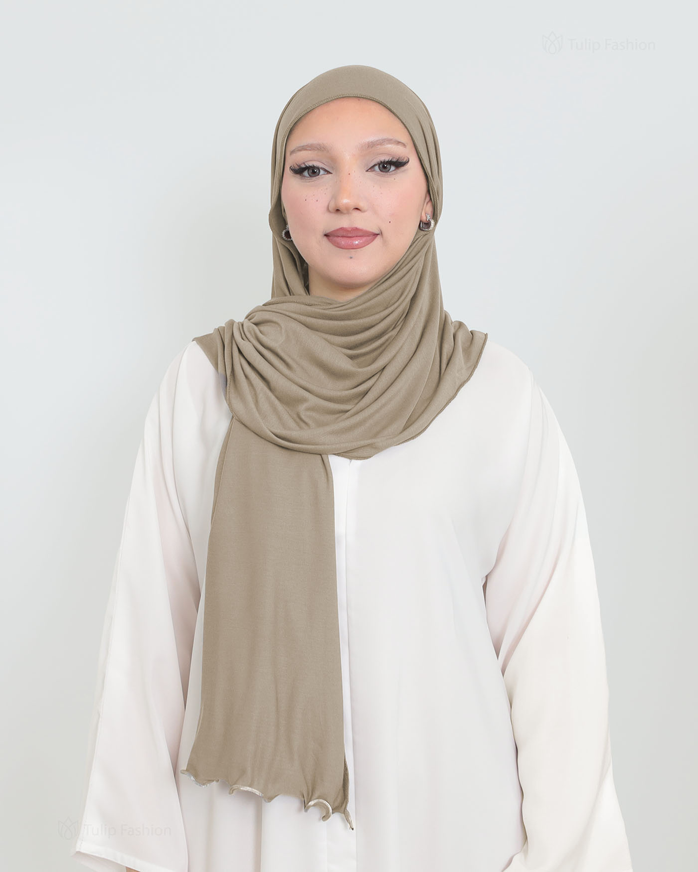 Hijab - Jersey med volangkanter -Pistaschgrön